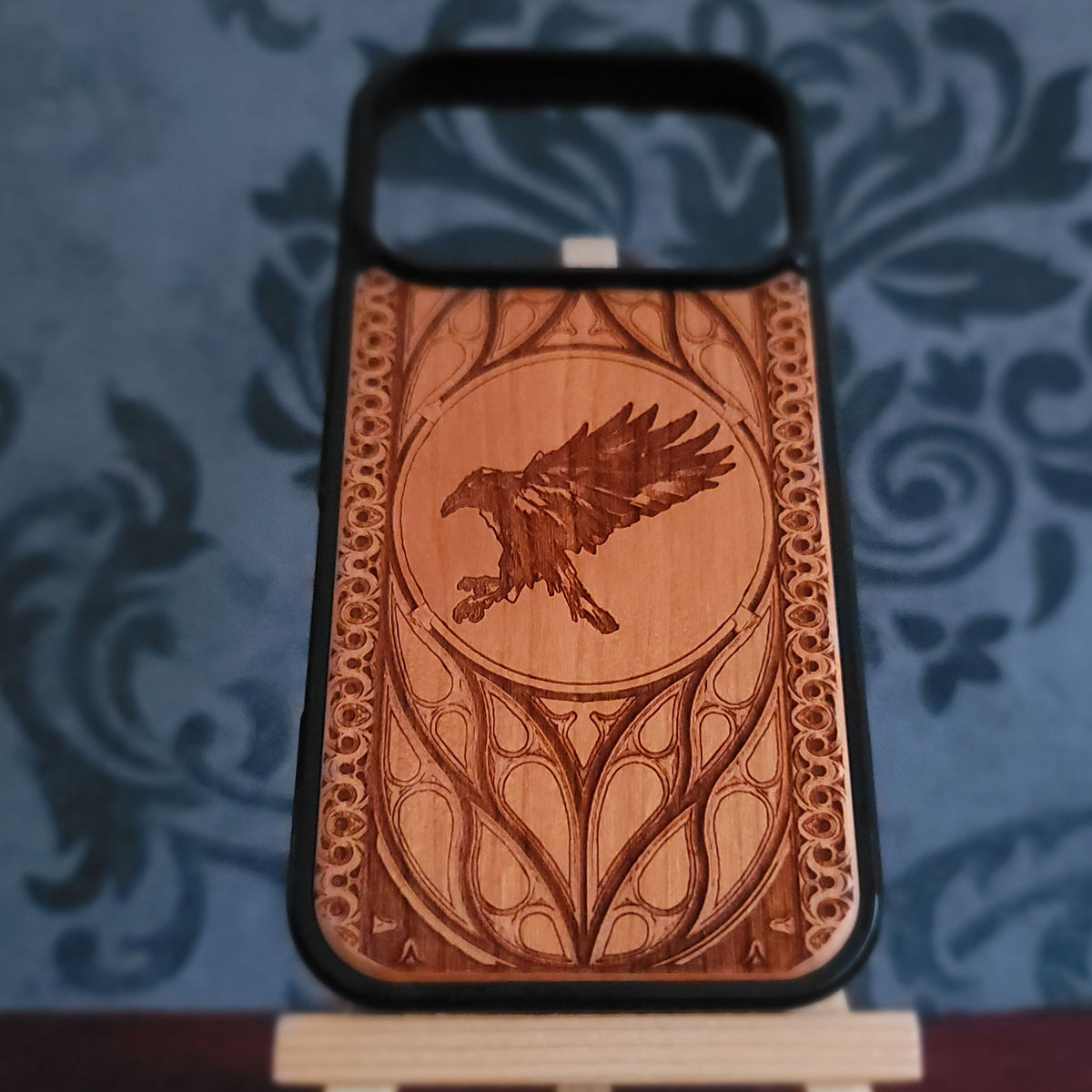 The Moon Raven - Wood Phone Case