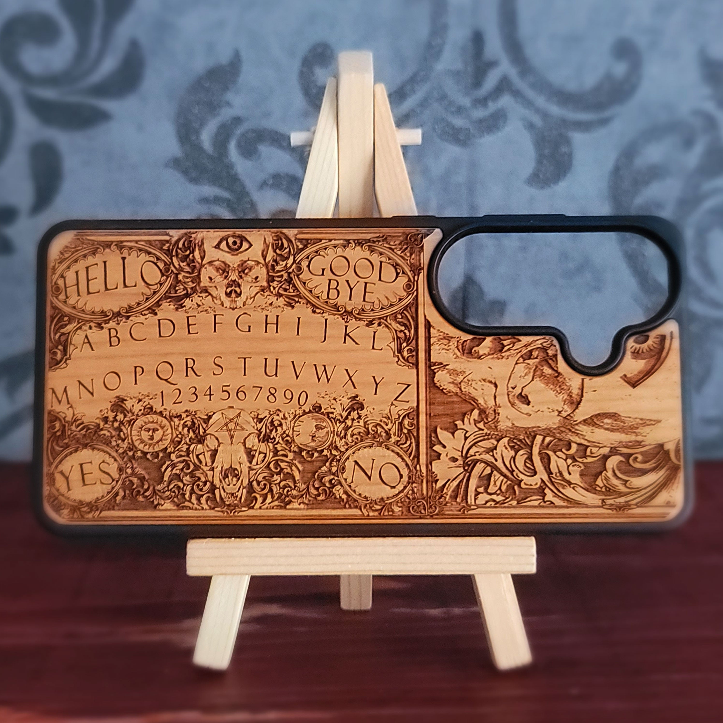 ouija tablet engraved wood phone case for iPhone and Galaxy