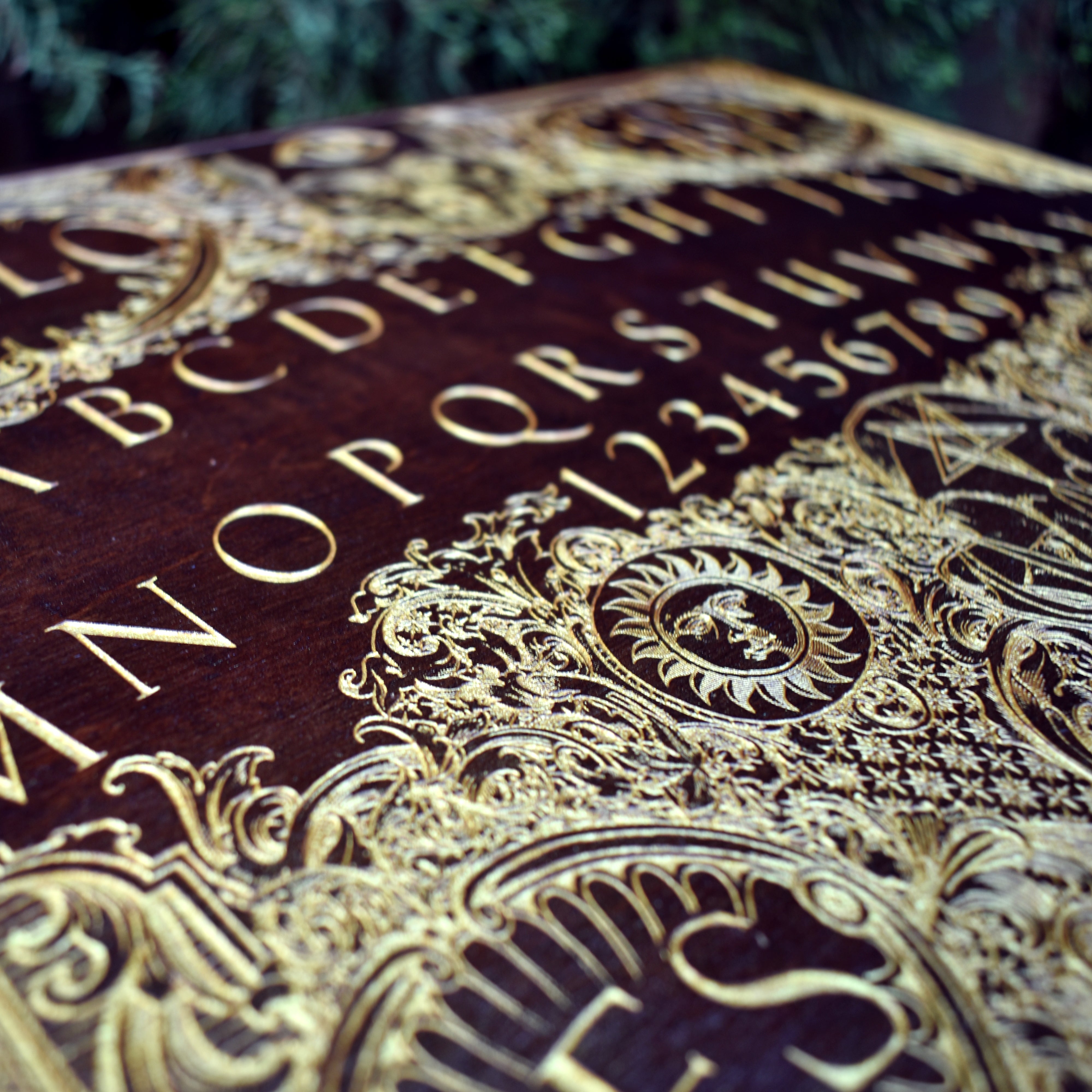 Ouija Board Walnut Stain & Gold - Large