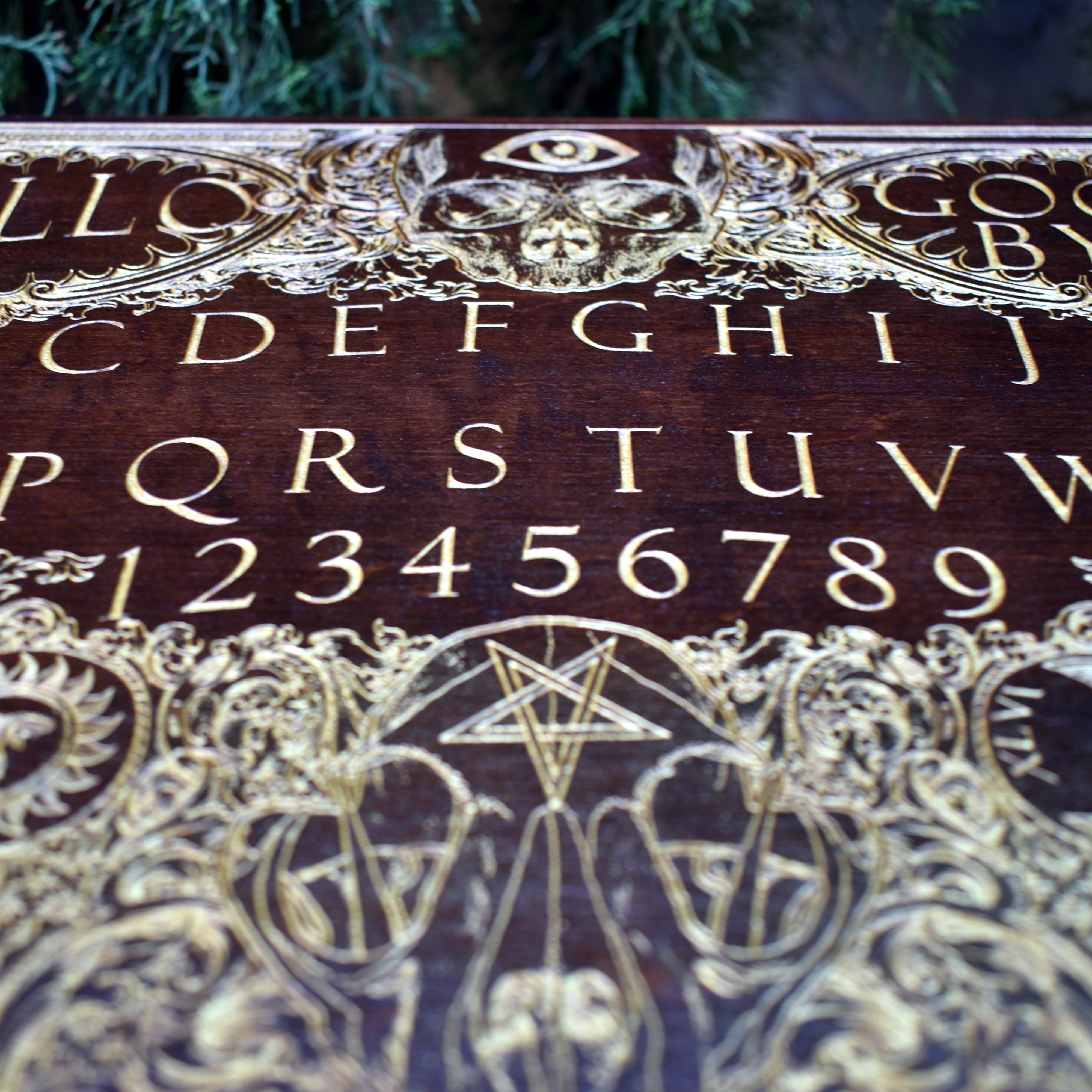 Ouija Board Walnut Stain & Gold - Large