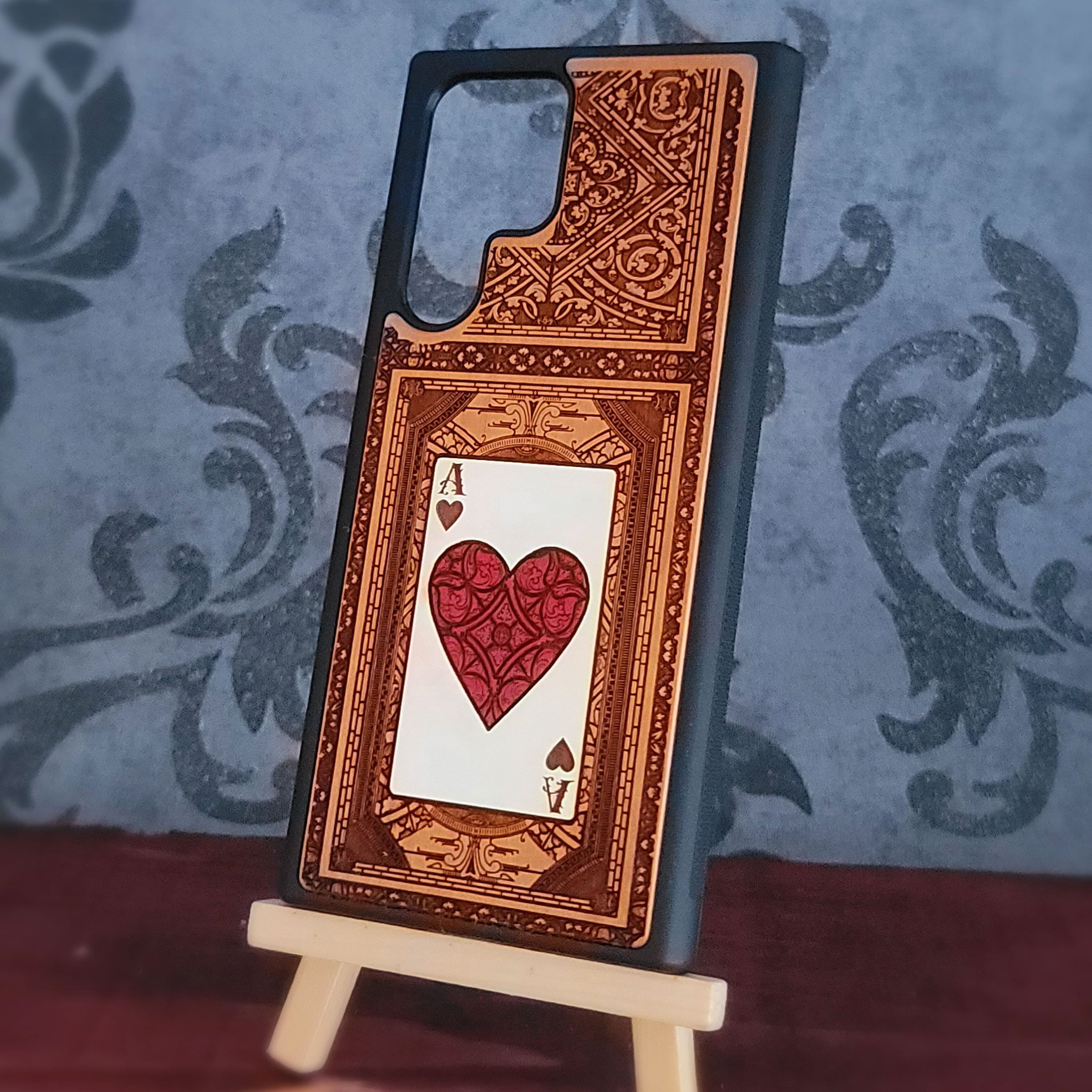 Ace of Hearts - Wood Phone Case - Hand Painted