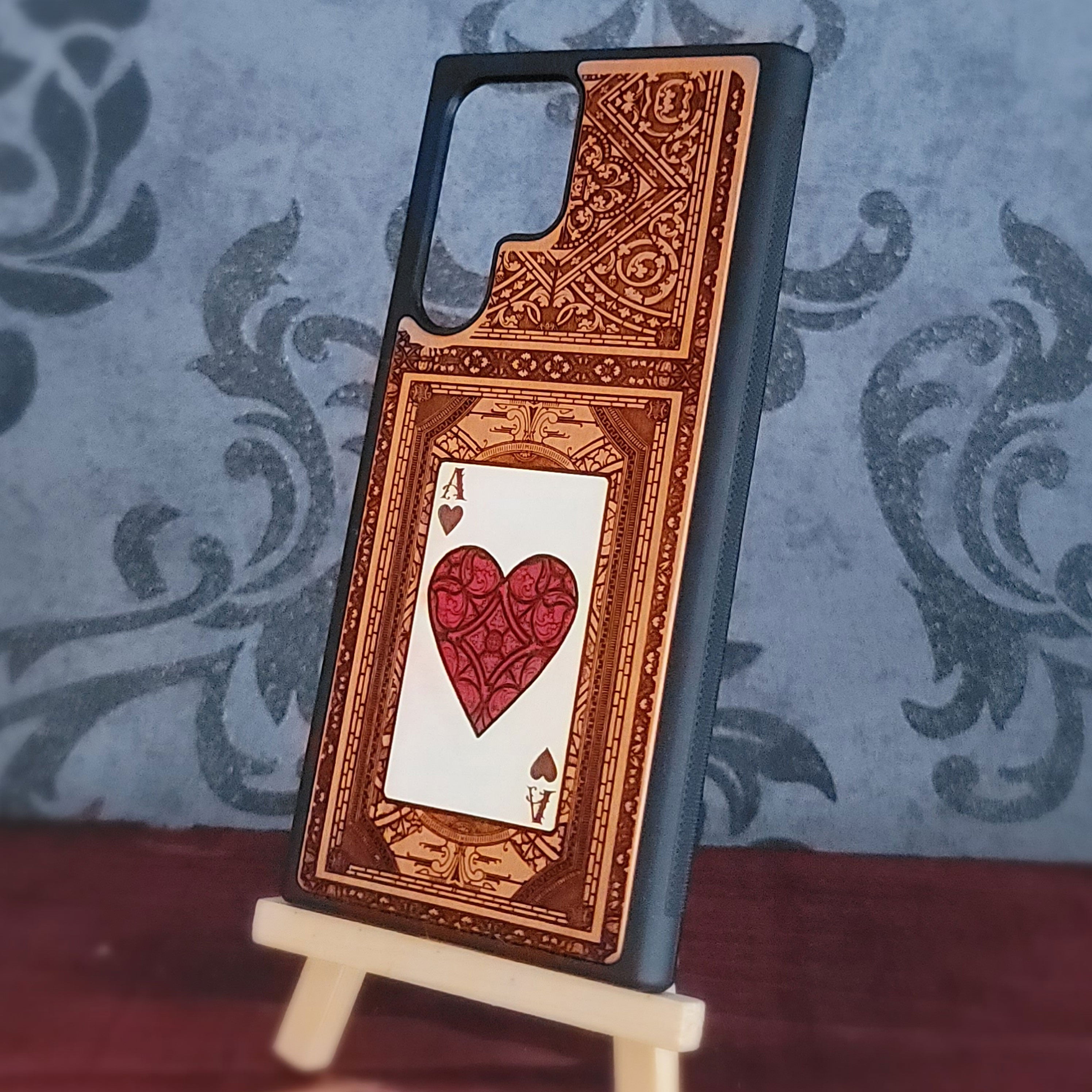 Ace of Hearts - Wood Phone Case - Hand Painted