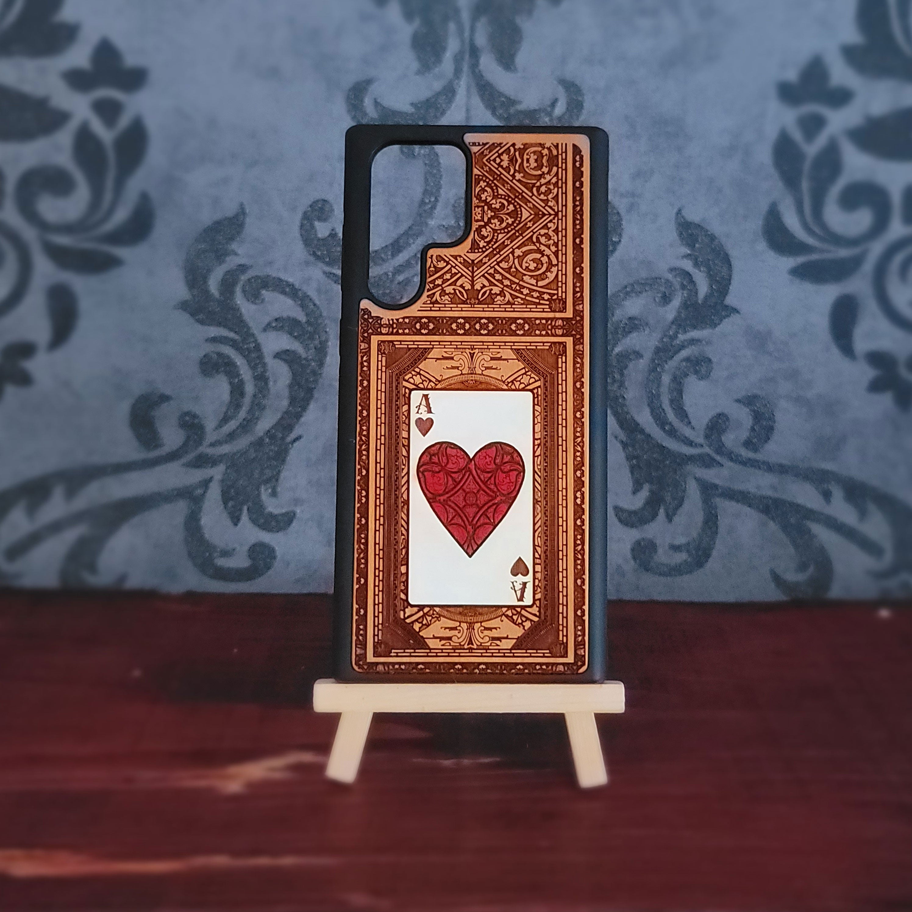 Ace of Hearts - Wood Phone Case - Hand Painted
