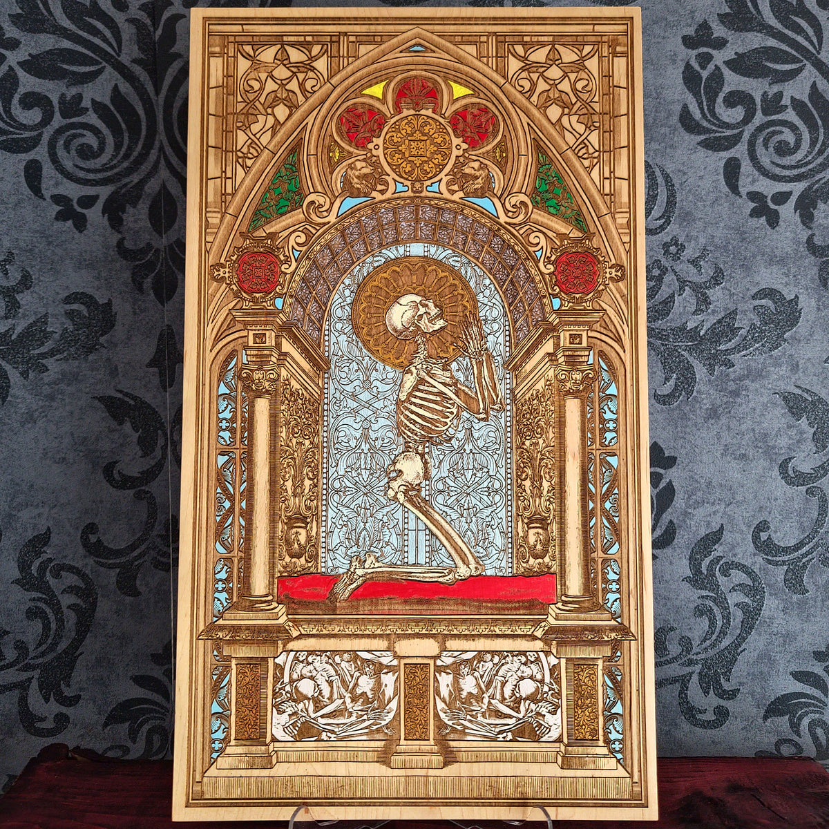 Pray wooden wall art - handcrafted gothic design for home decor