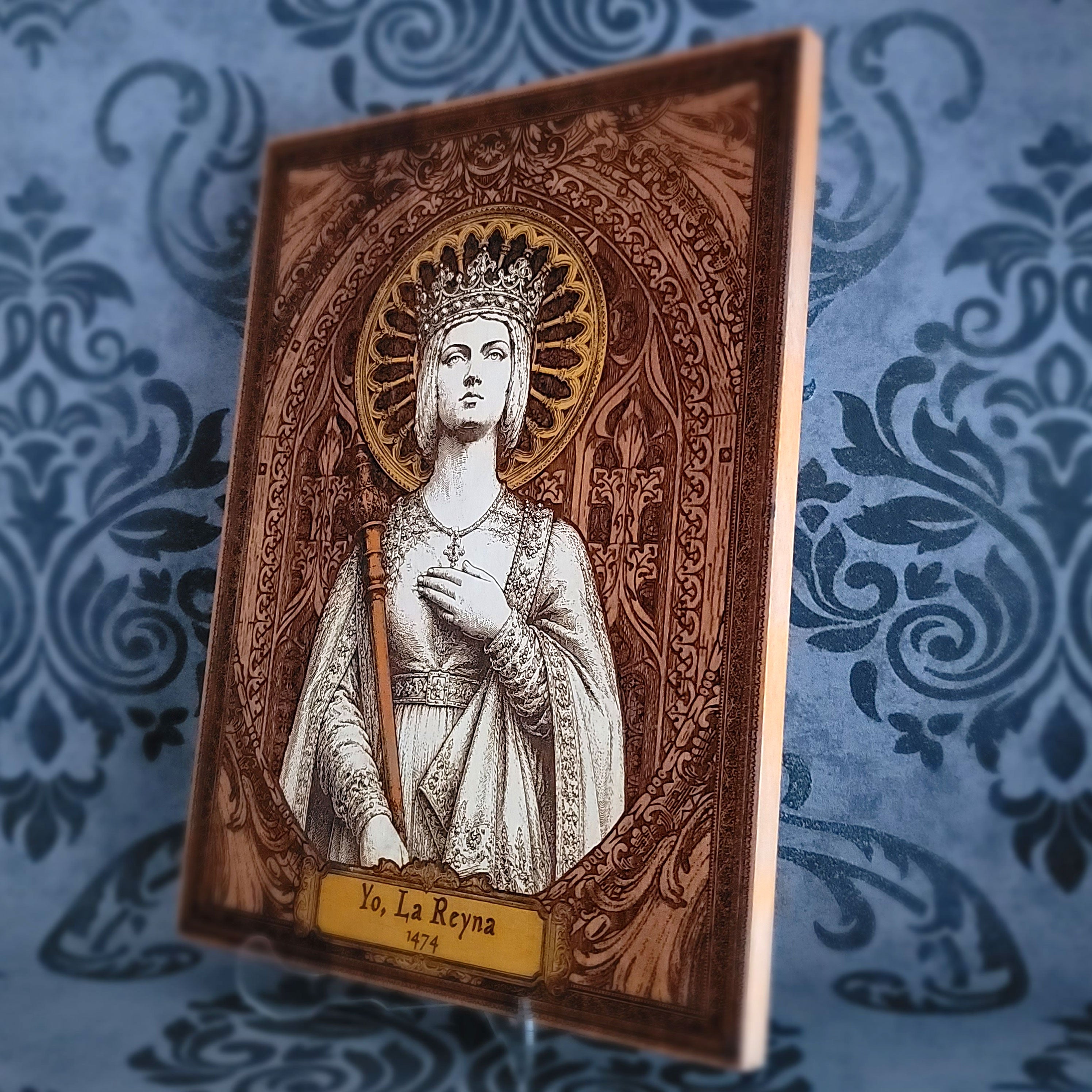 Isabella the Catholic - Cedar Hand Painted
