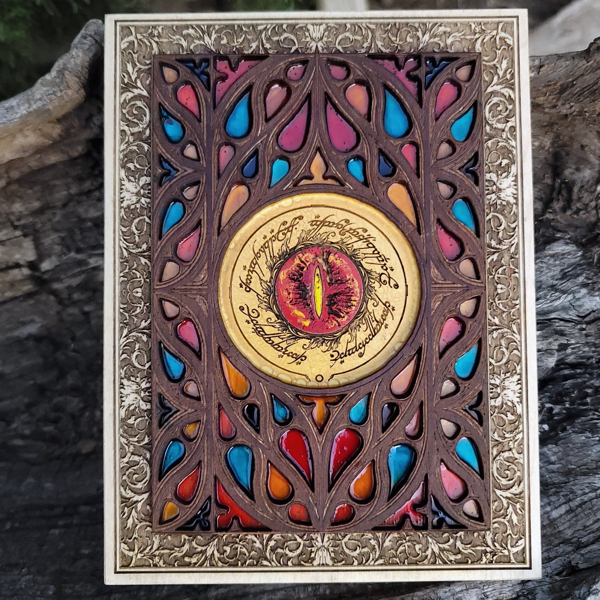 Sauron Eye stained glass wood wall art gothic fantasy decor
