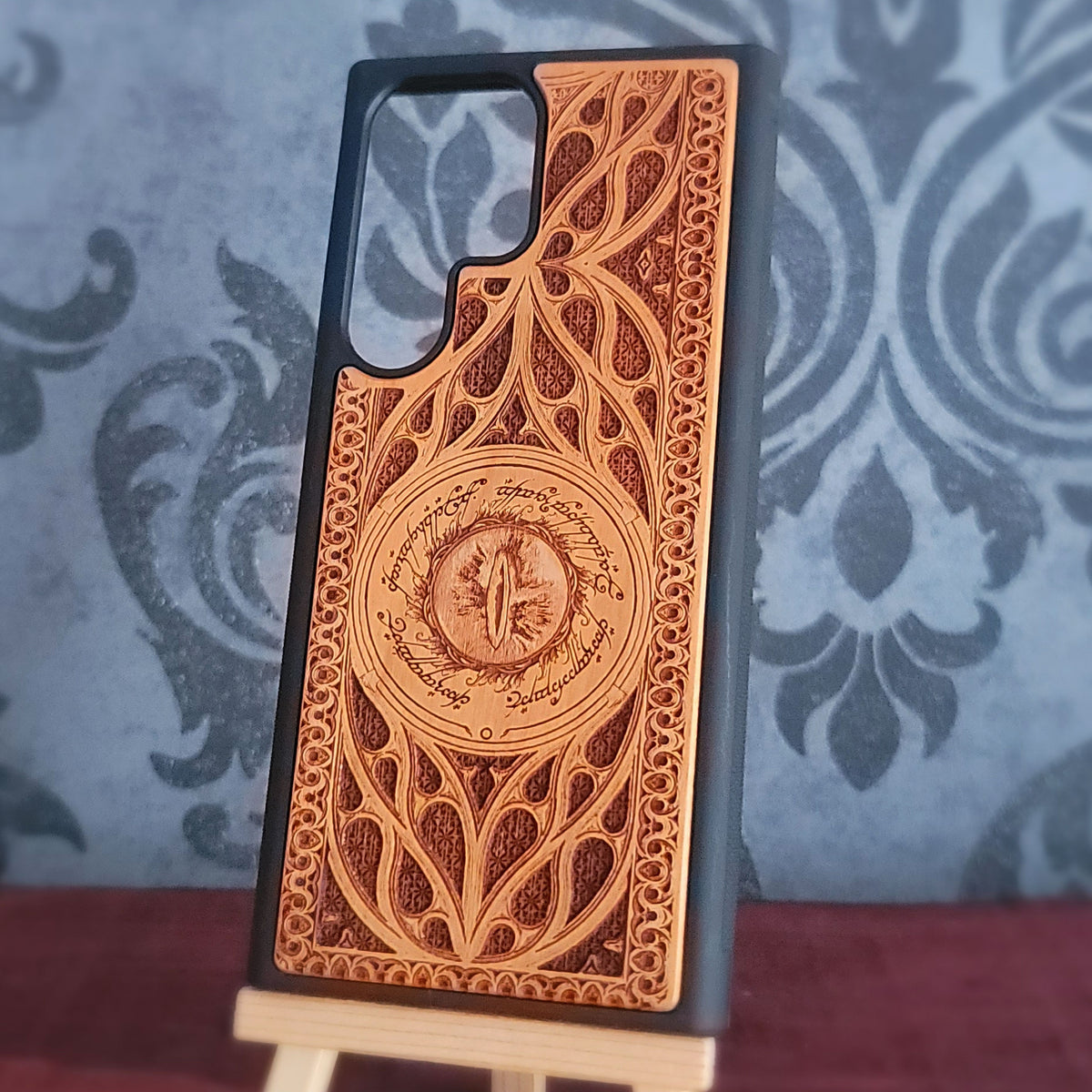 Sauron Eye LOTR Wood Phone Case - Gothic Pattern Design