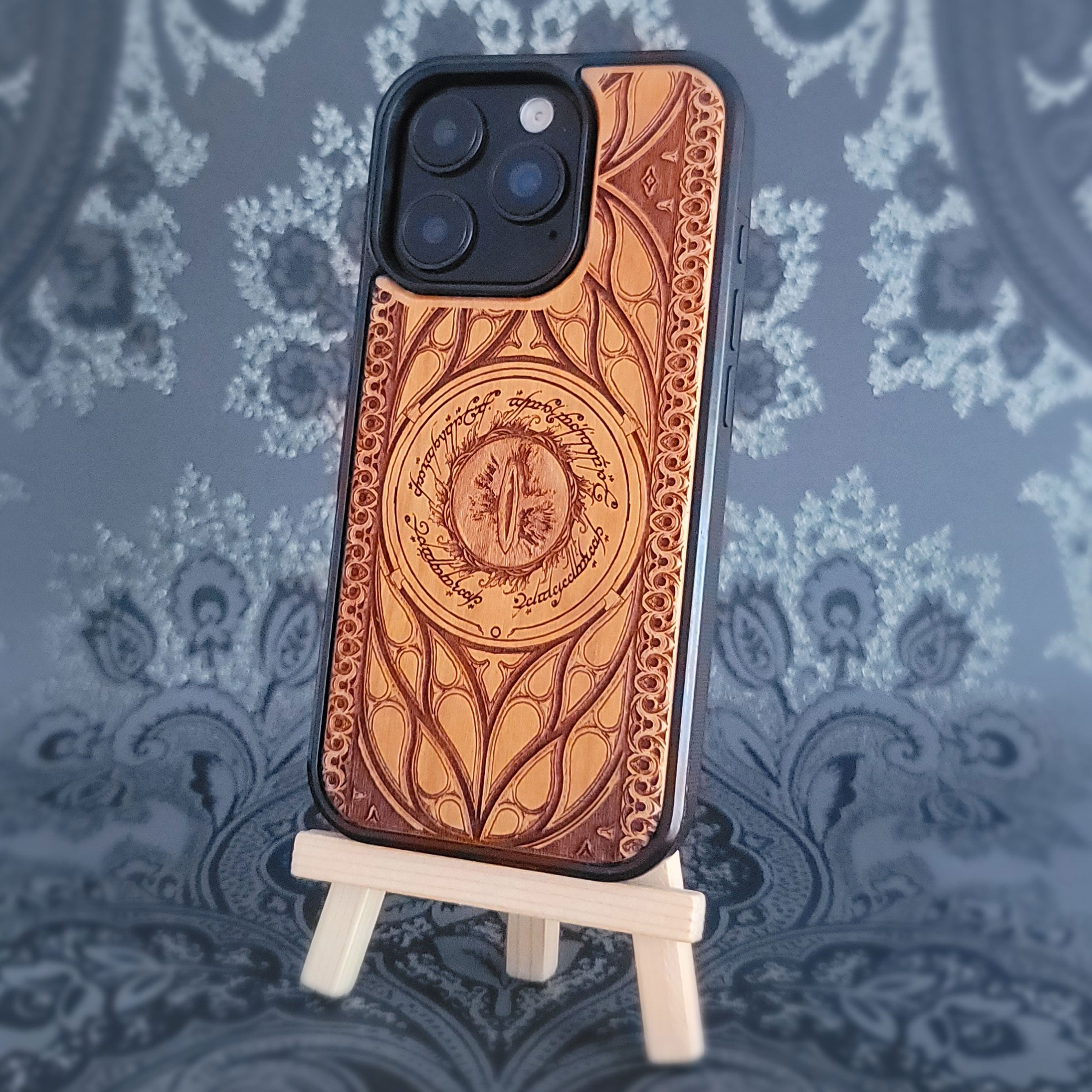 sauron eye wood phone case lotr for iphone and samsung galaxy