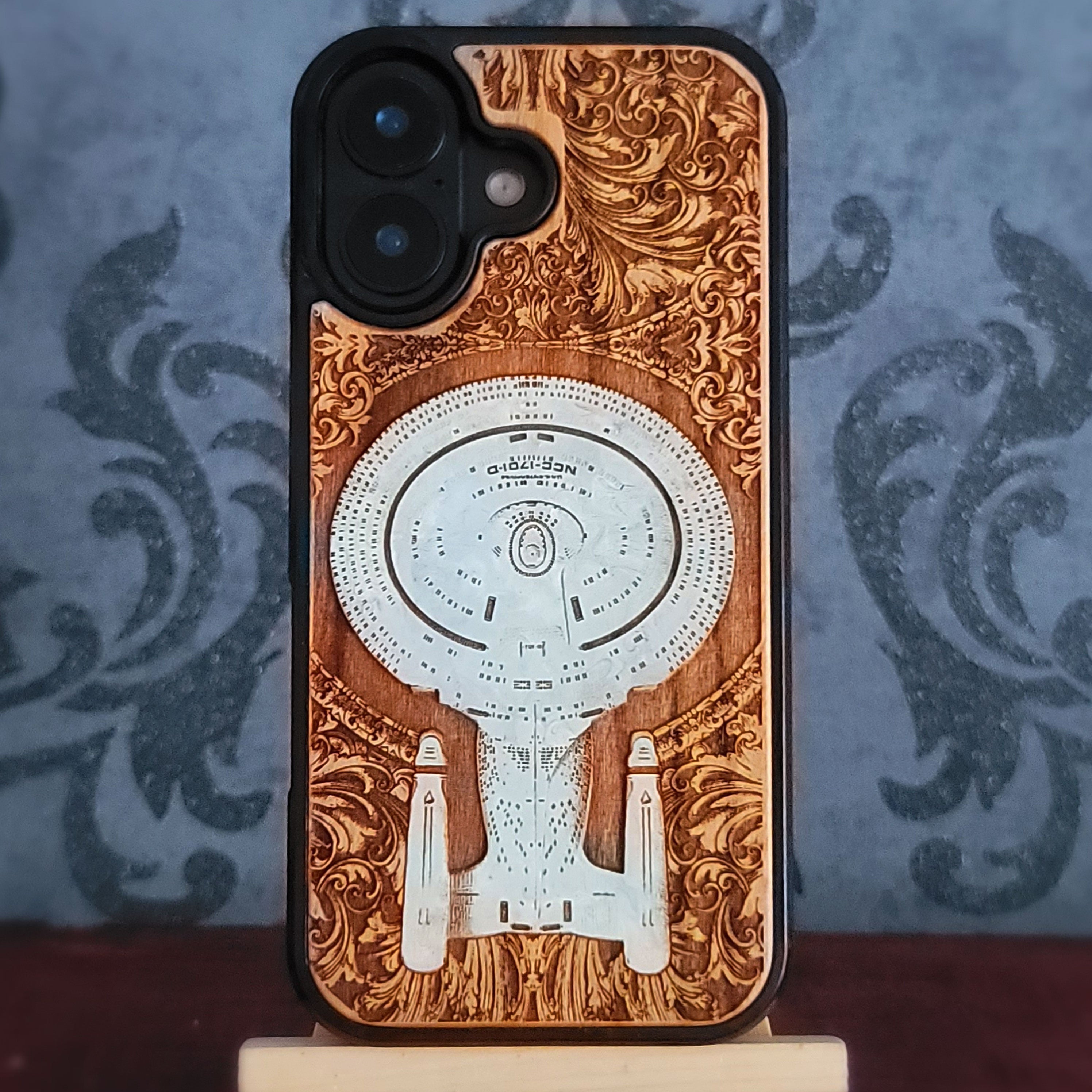 Enterprise Star Trek - Wood Phone Case - Hand Painted