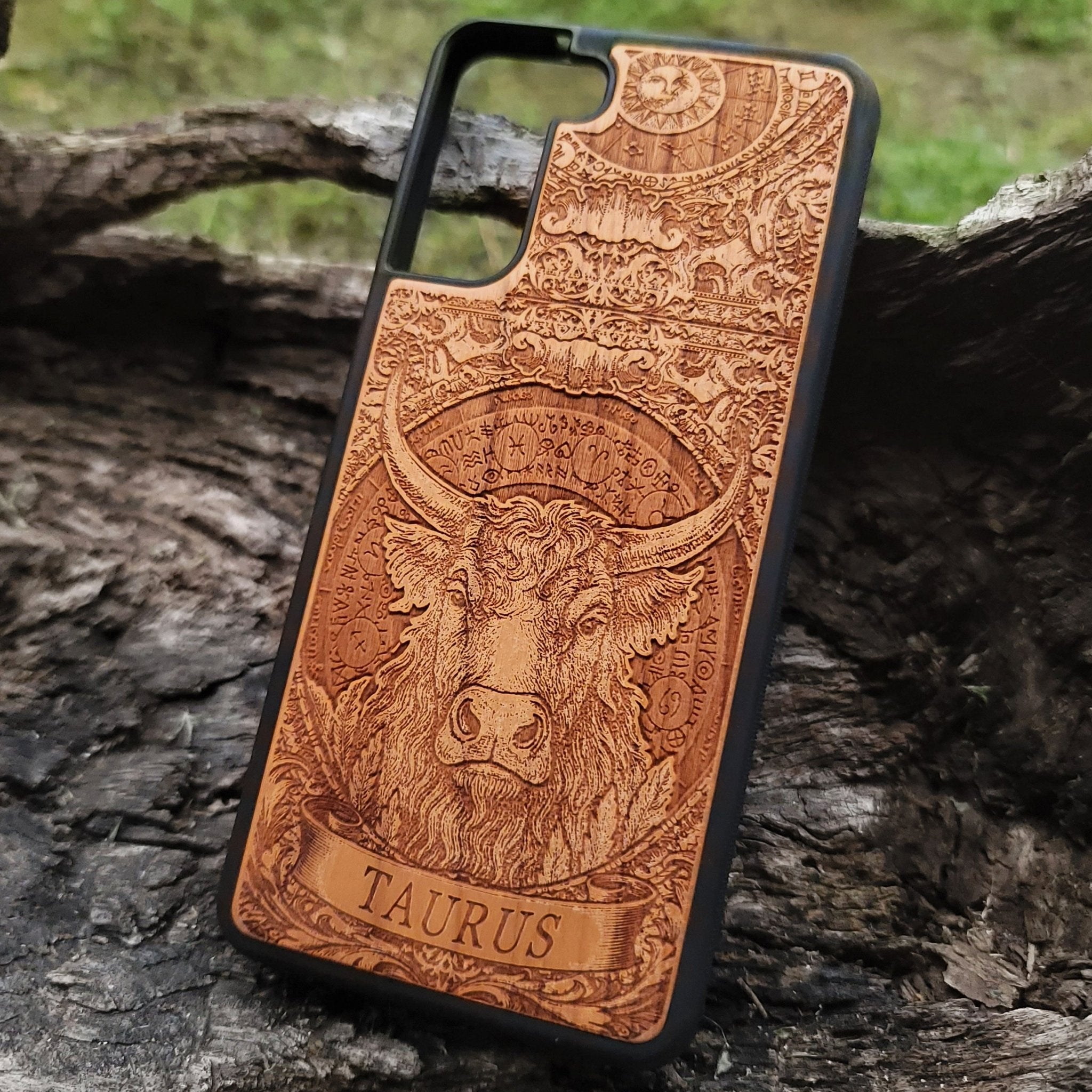 Taurus astrology wood phone case for spiritual zodiac lovers