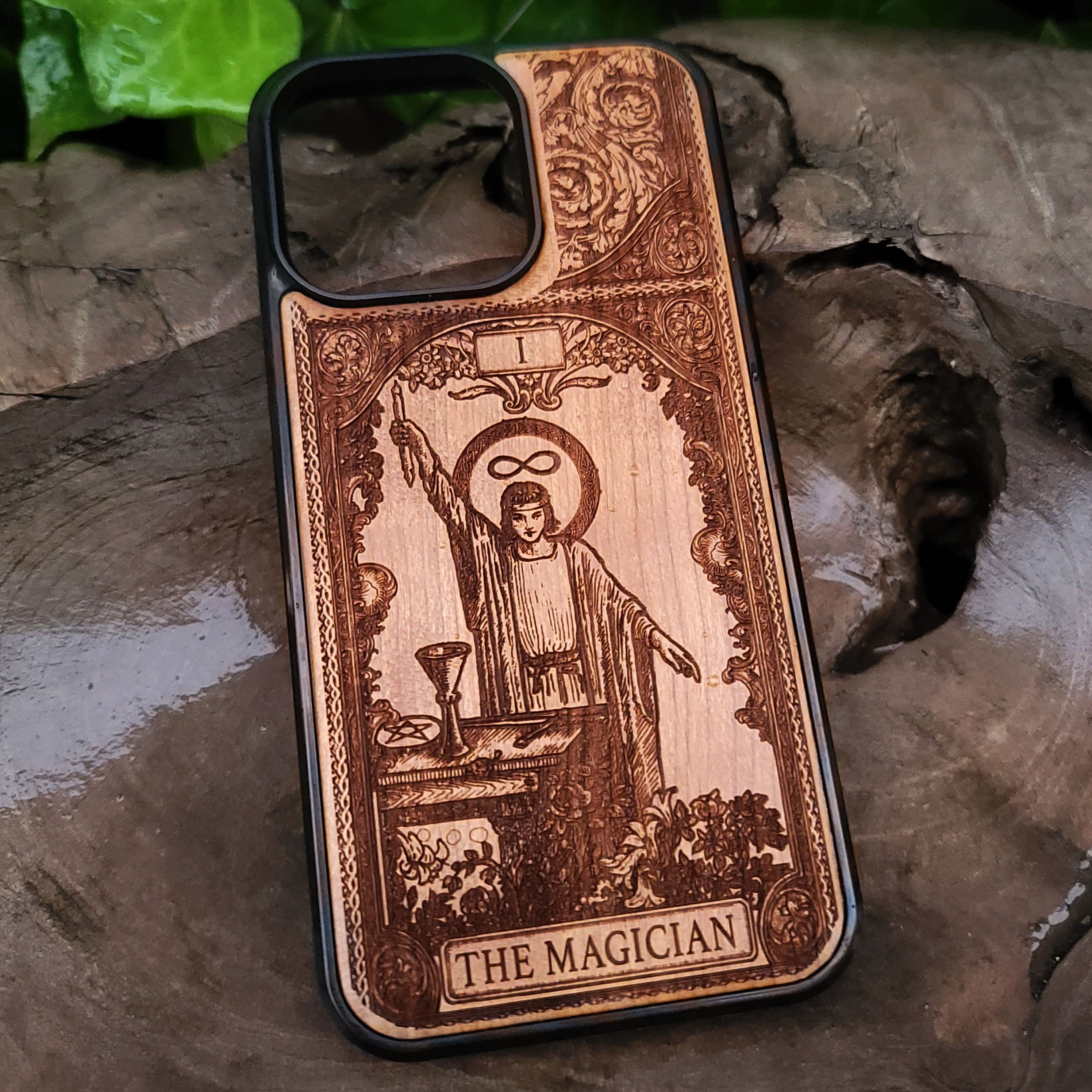 The Magician Tarot Card Wood Phone Case