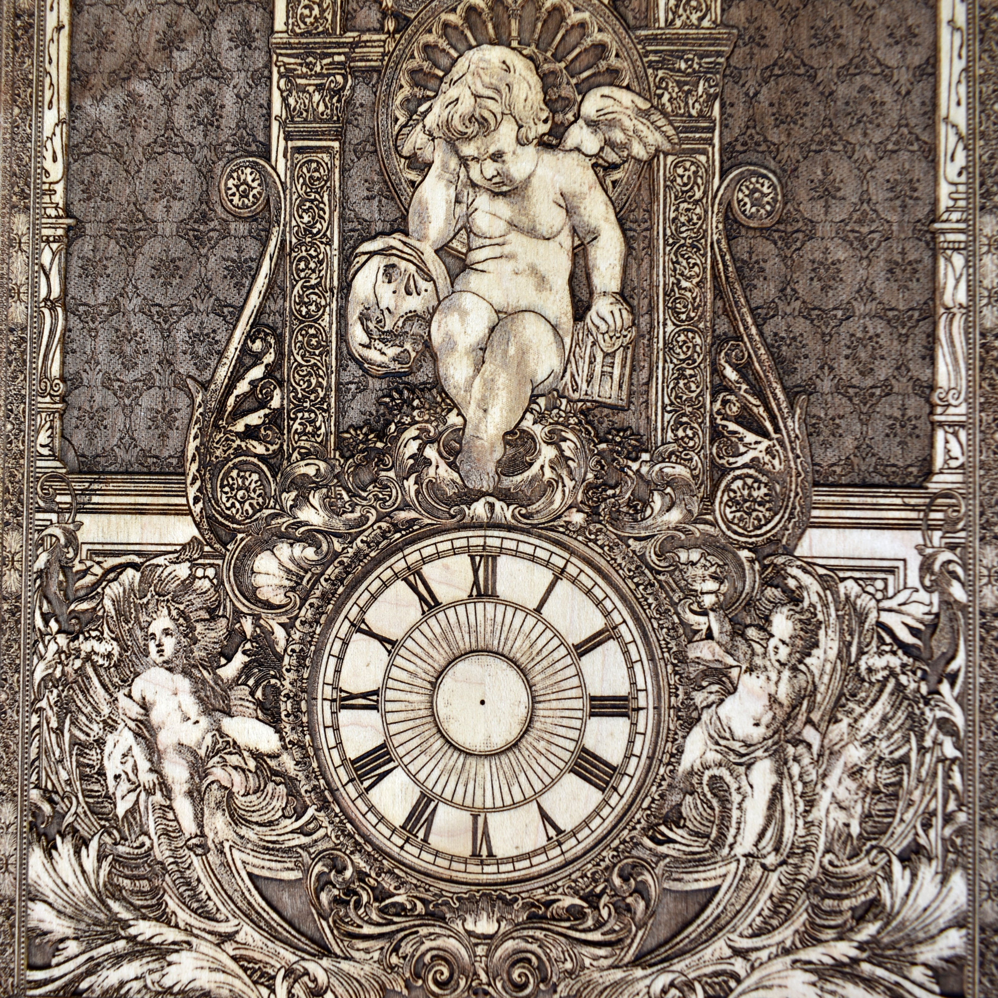 Engraved dark decor clock – perfect for gothic wall art lovers