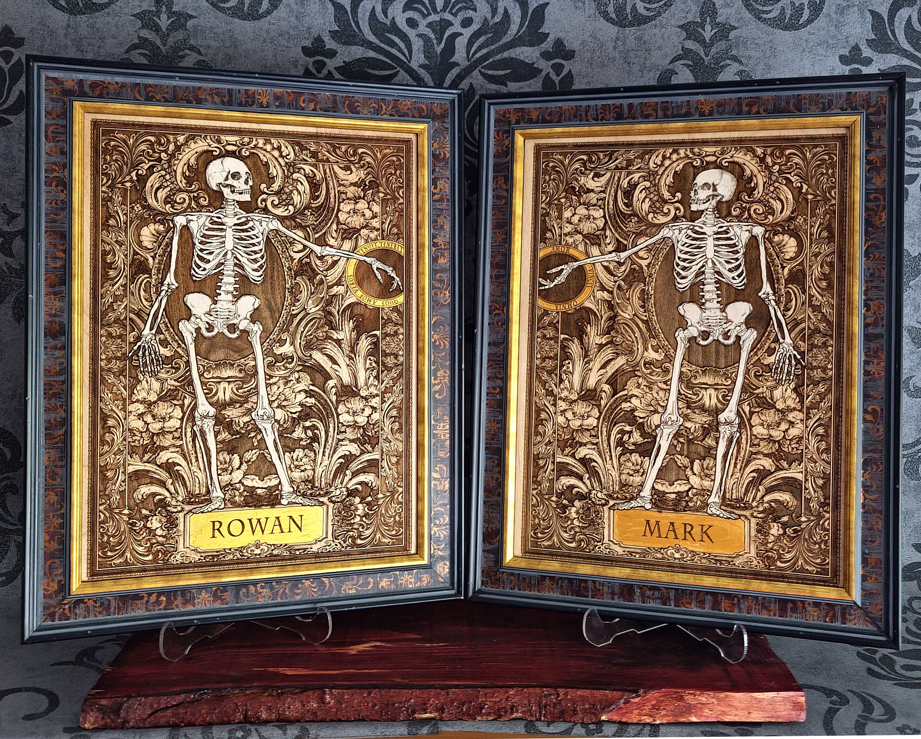 Love Skeleton Couple - Till Death Do Us Part - Personalized with Names - Large Painted