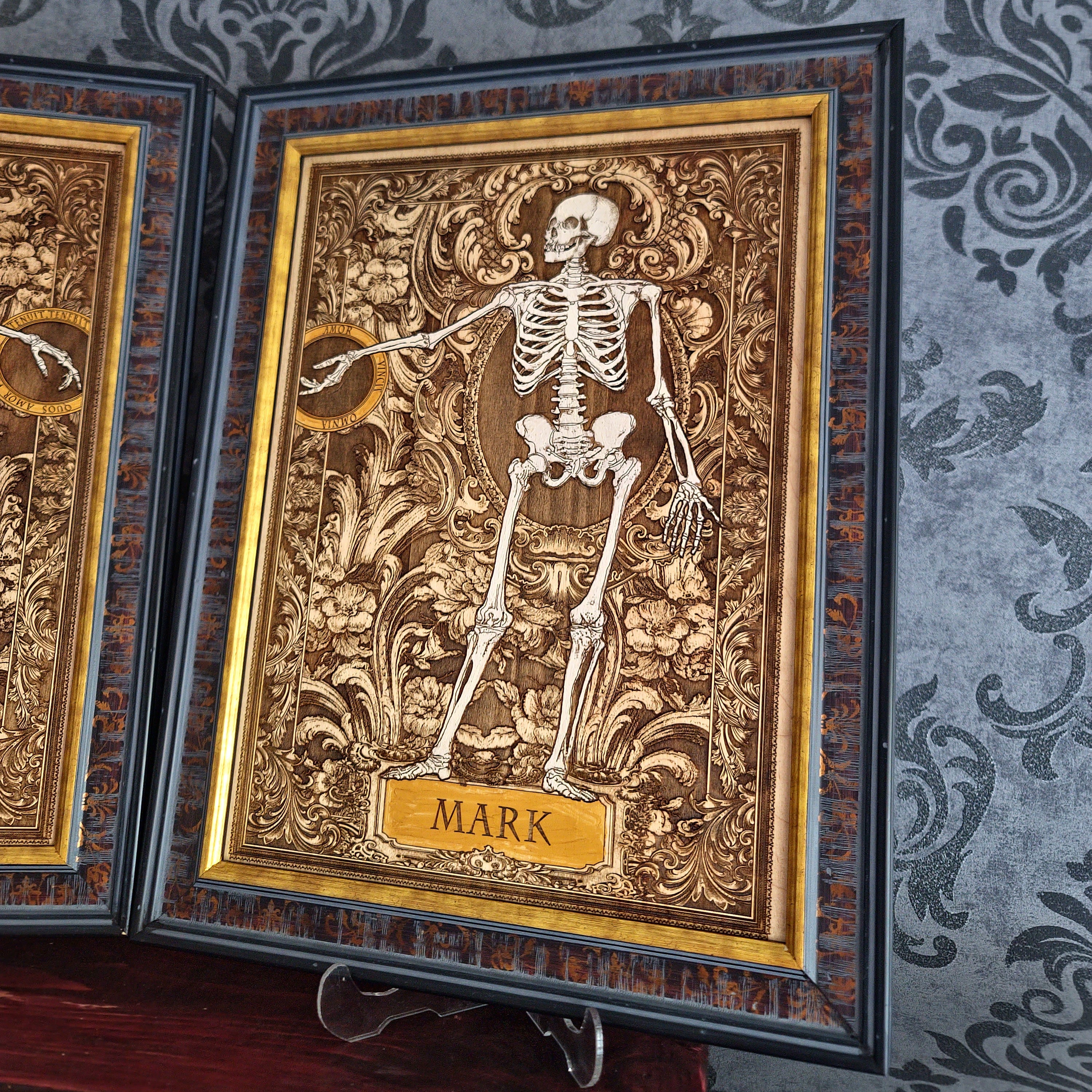 Love Skeleton Couple - Till Death Do Us Part - Personalized with Names - Large Painted