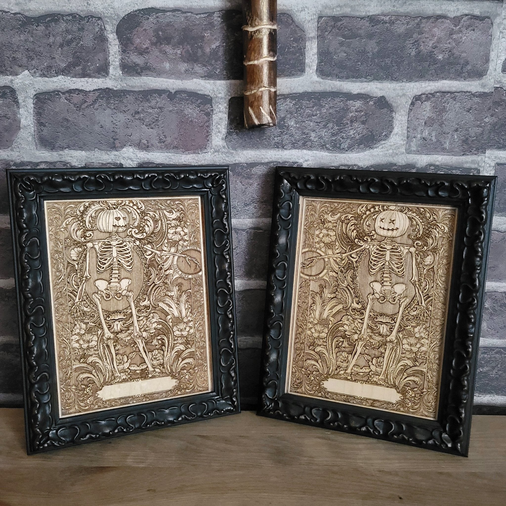 Gothic-style skeleton lovers wall plaque with death till love design.