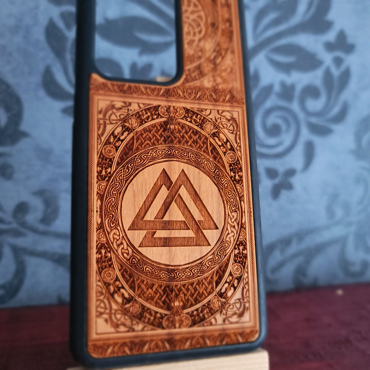 Viking Valknut Symbol - Wood Phone Case