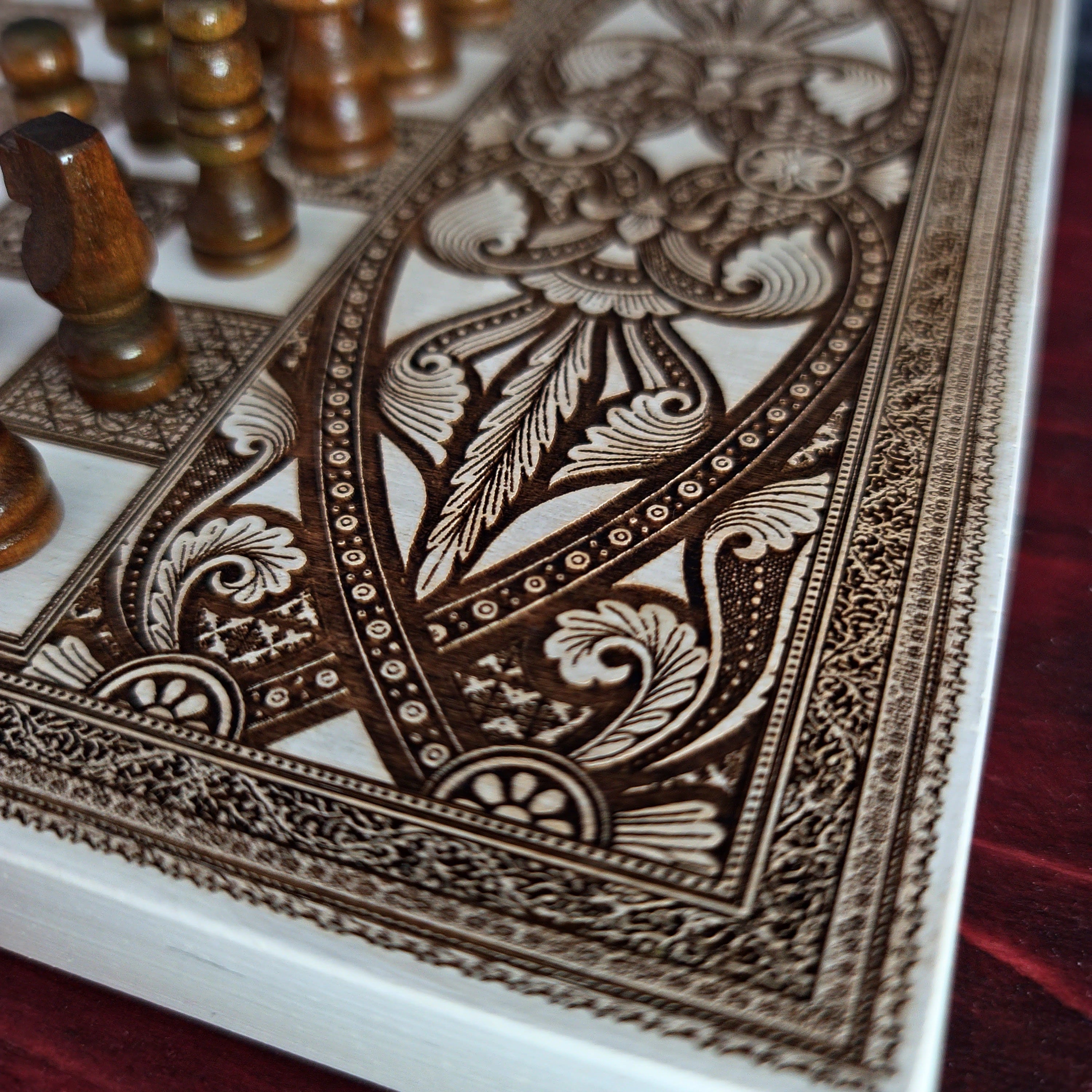 White Chess Board Wood - A4 Size