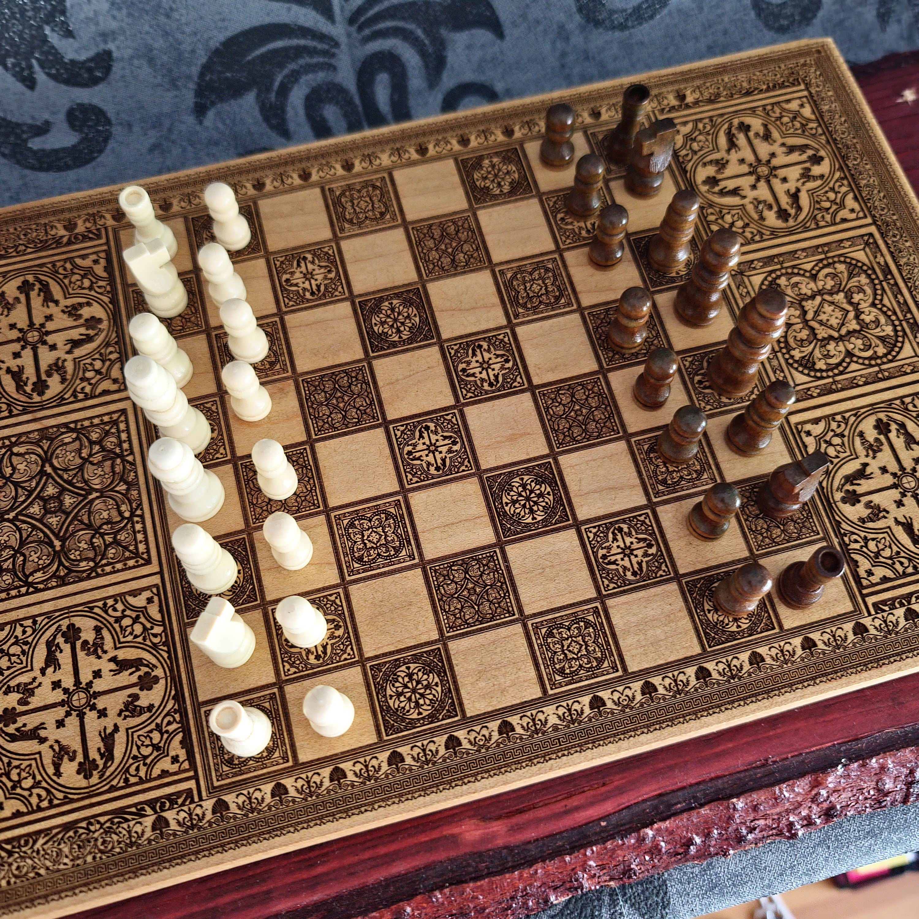 Chess Board Natural Wood - A4 Size