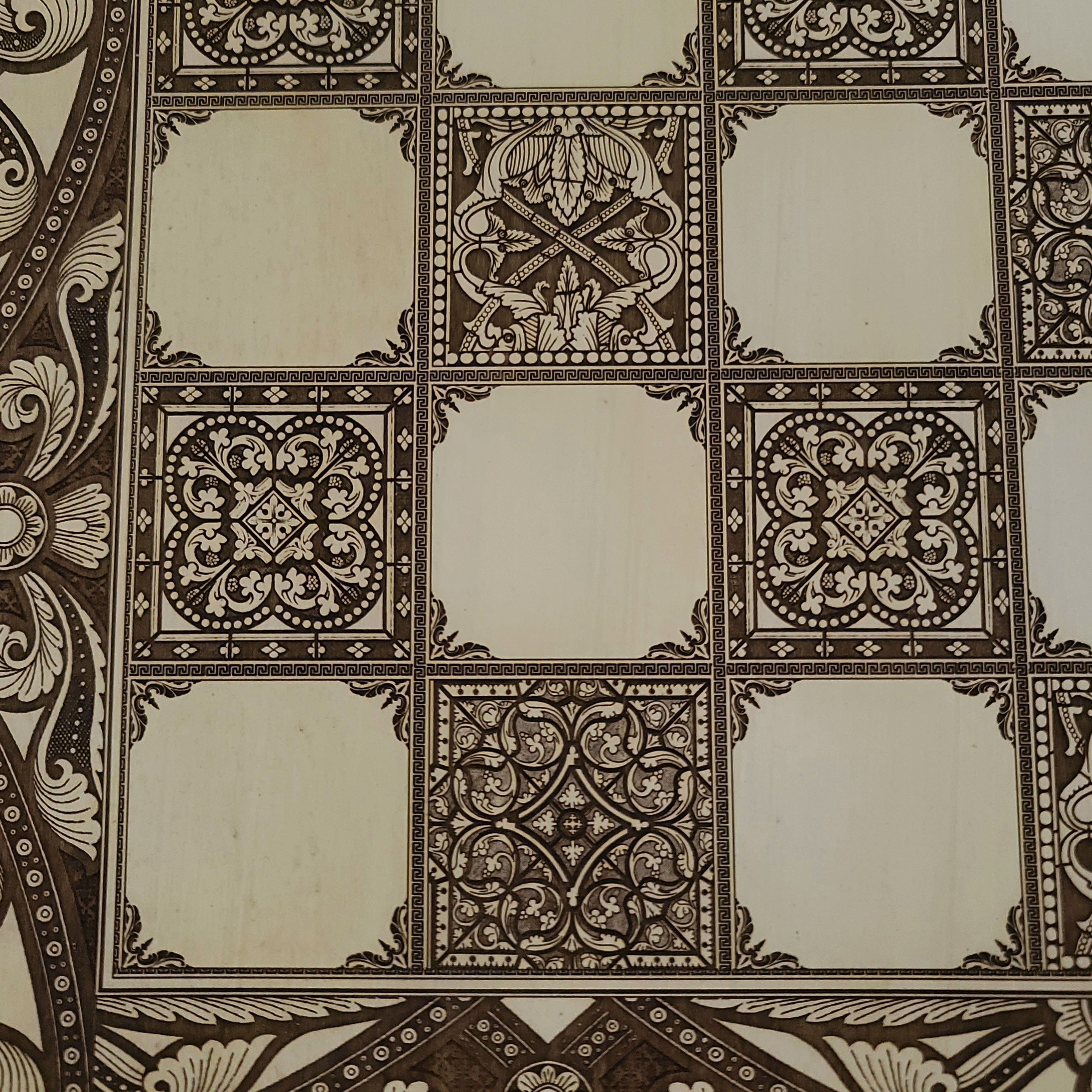 Spanish Tiles Chess Board - White & Brown - Tournament Size