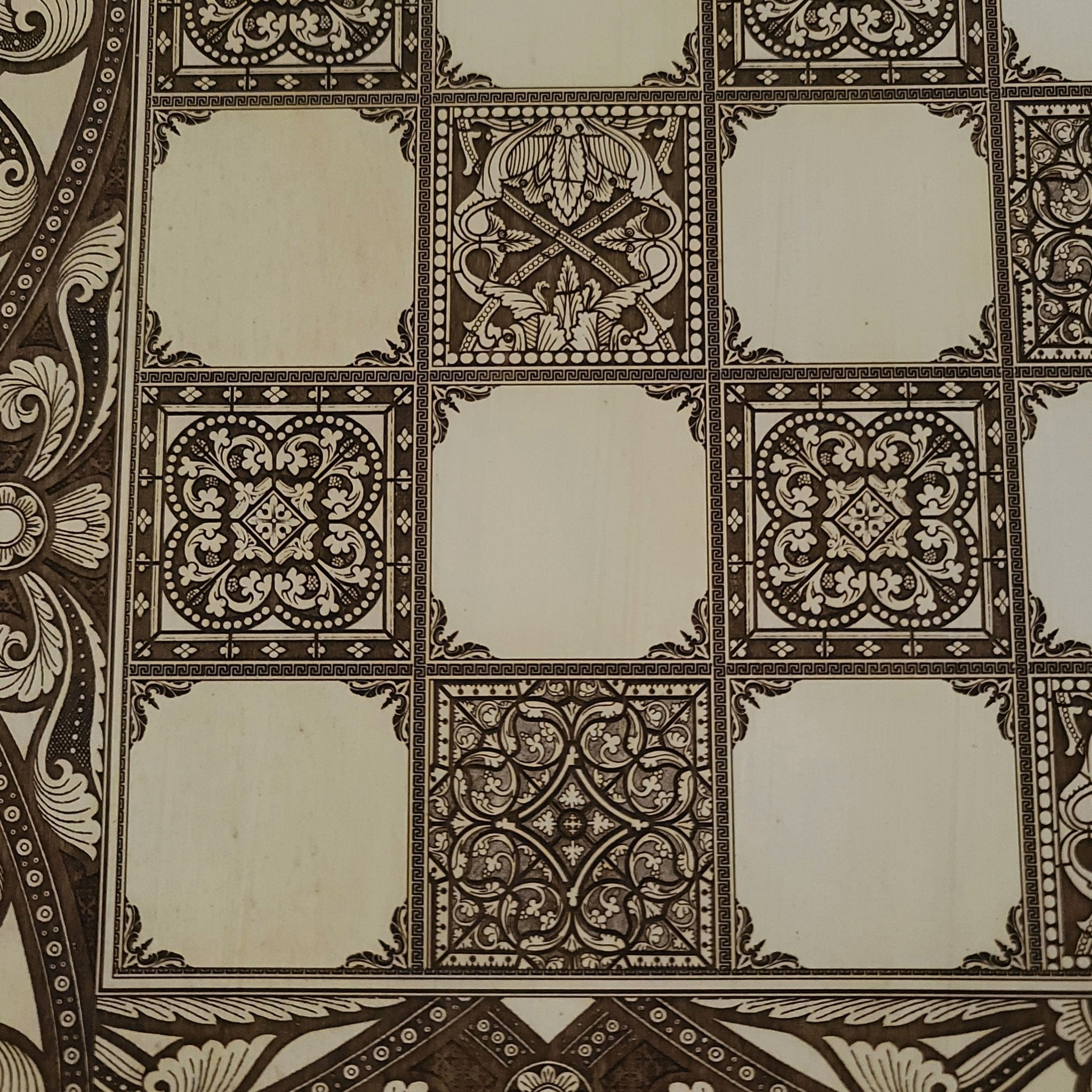 Spanish Tiles Chess Board - White & Brown - Tournament Size
