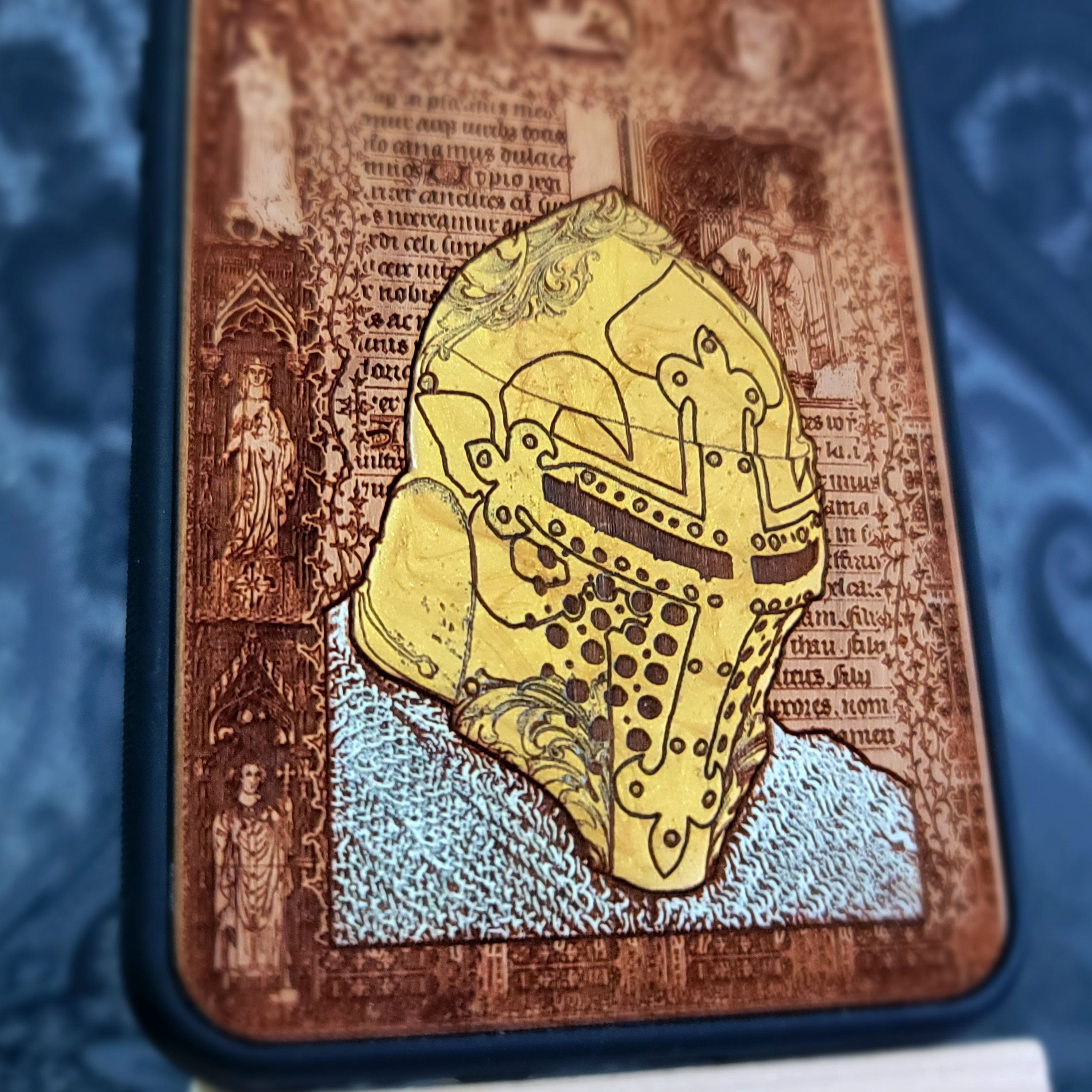 MEDIEVAL knight helmet wood phone case for iphone and samsung galaxy