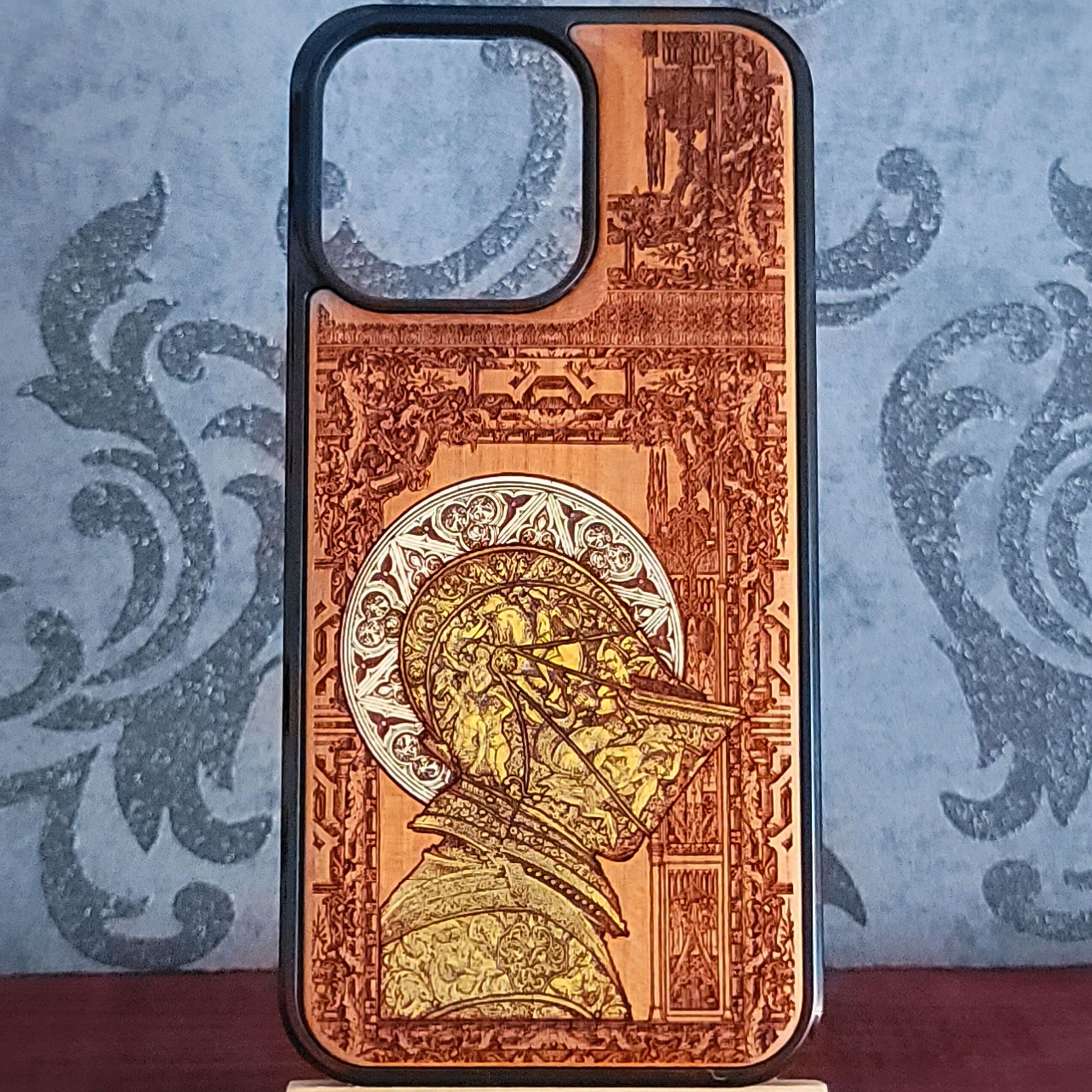 hand-painted cherry wood confession phone case for iPhone & Galaxy