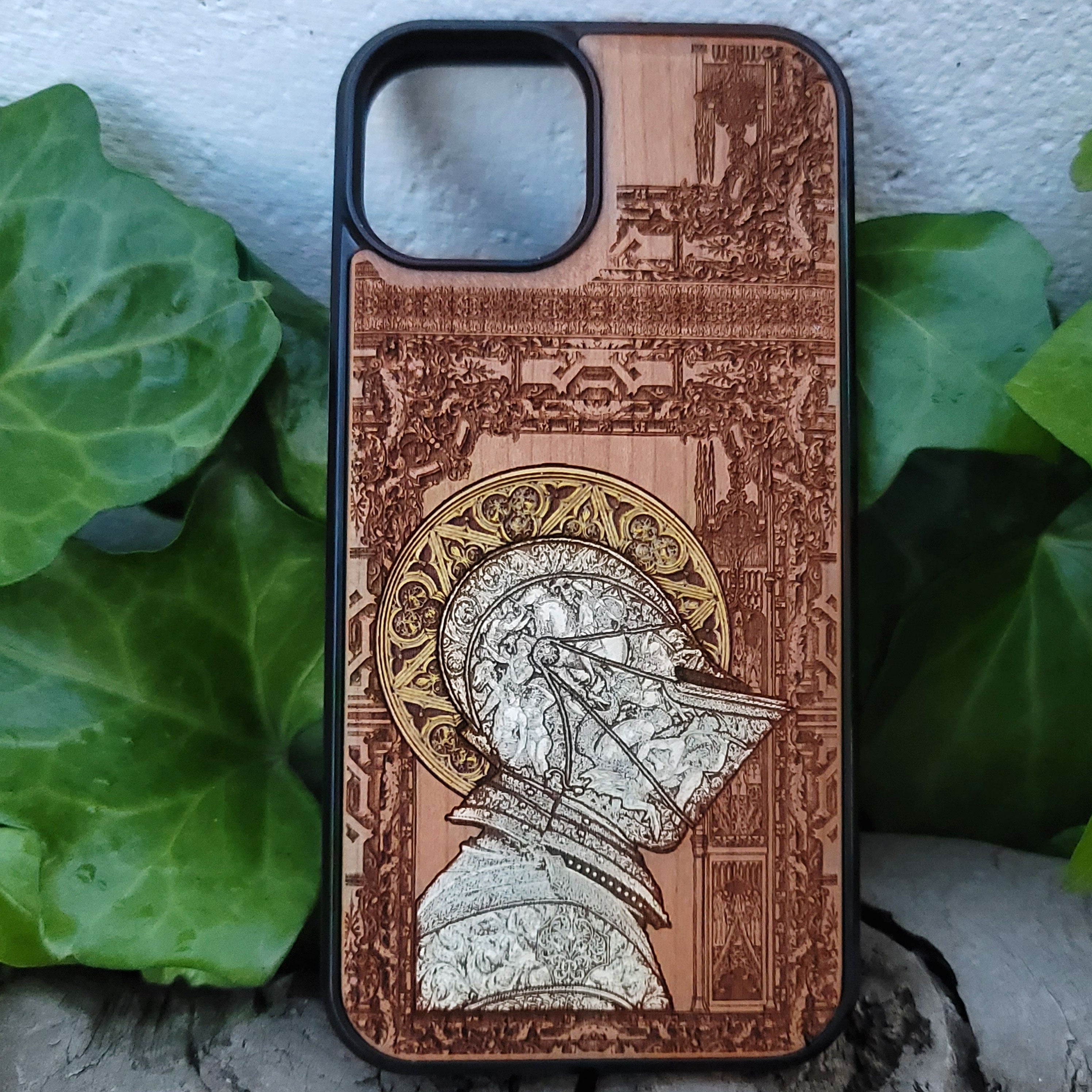 Medieval Knight "Confessed" - Wood Phone Case - Silver Painted