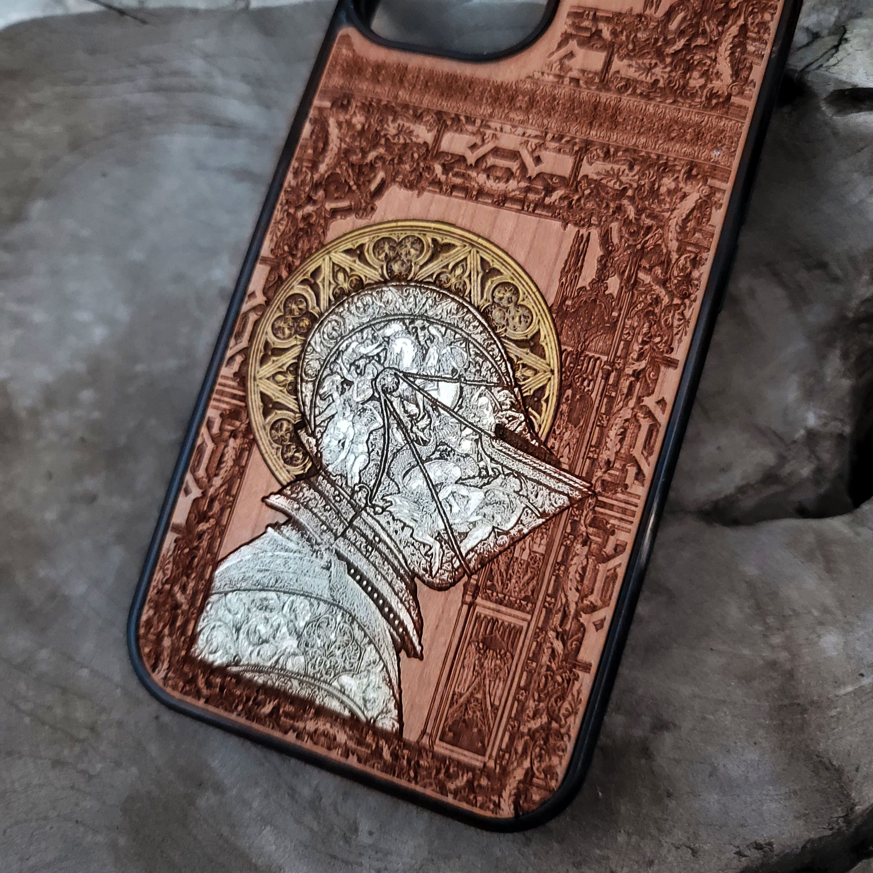 Medieval Knight "Confessed" - Wood Phone Case - Silver Painted