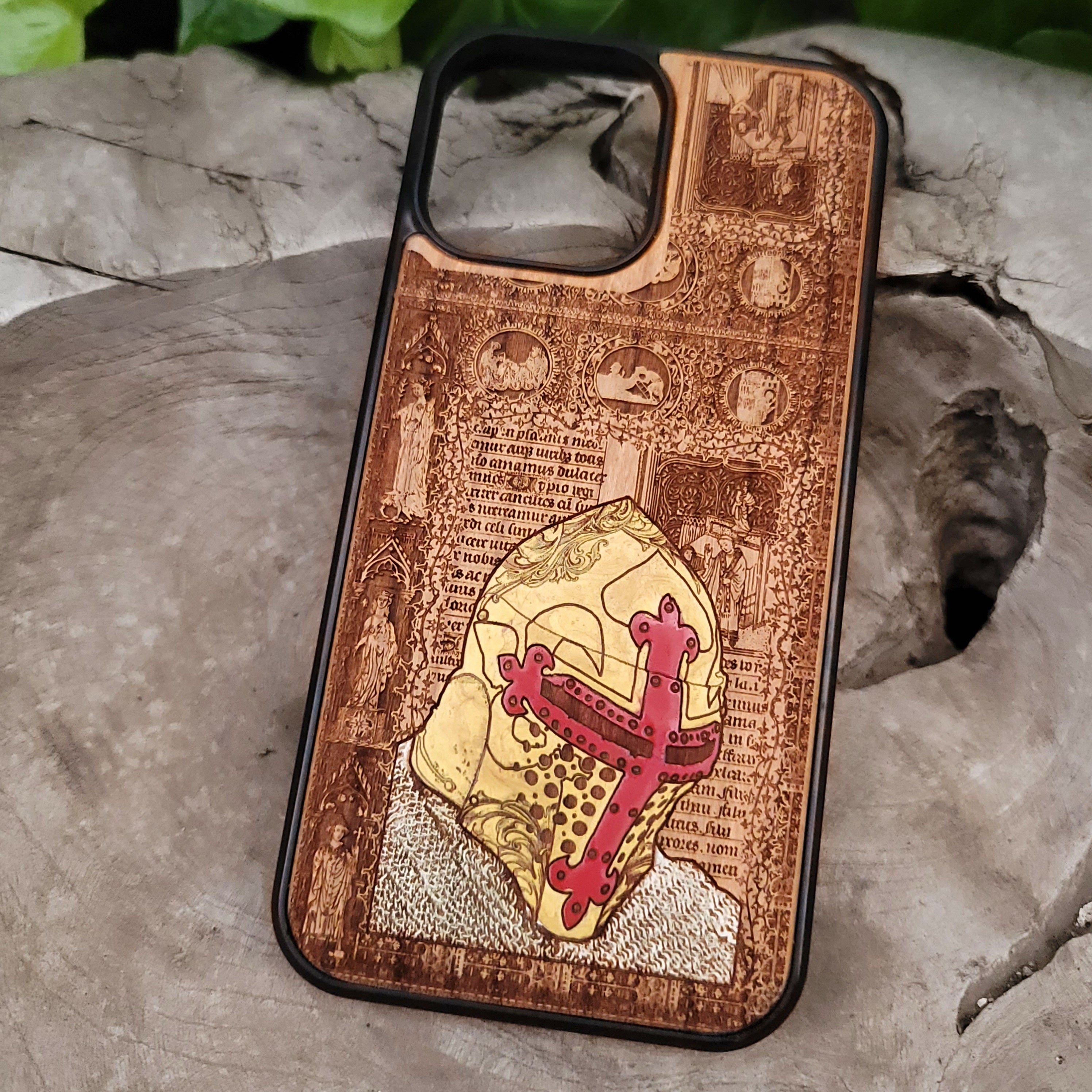 Medieval Knight "I'm Ready" - Wood Phone Case - Gold Painted II