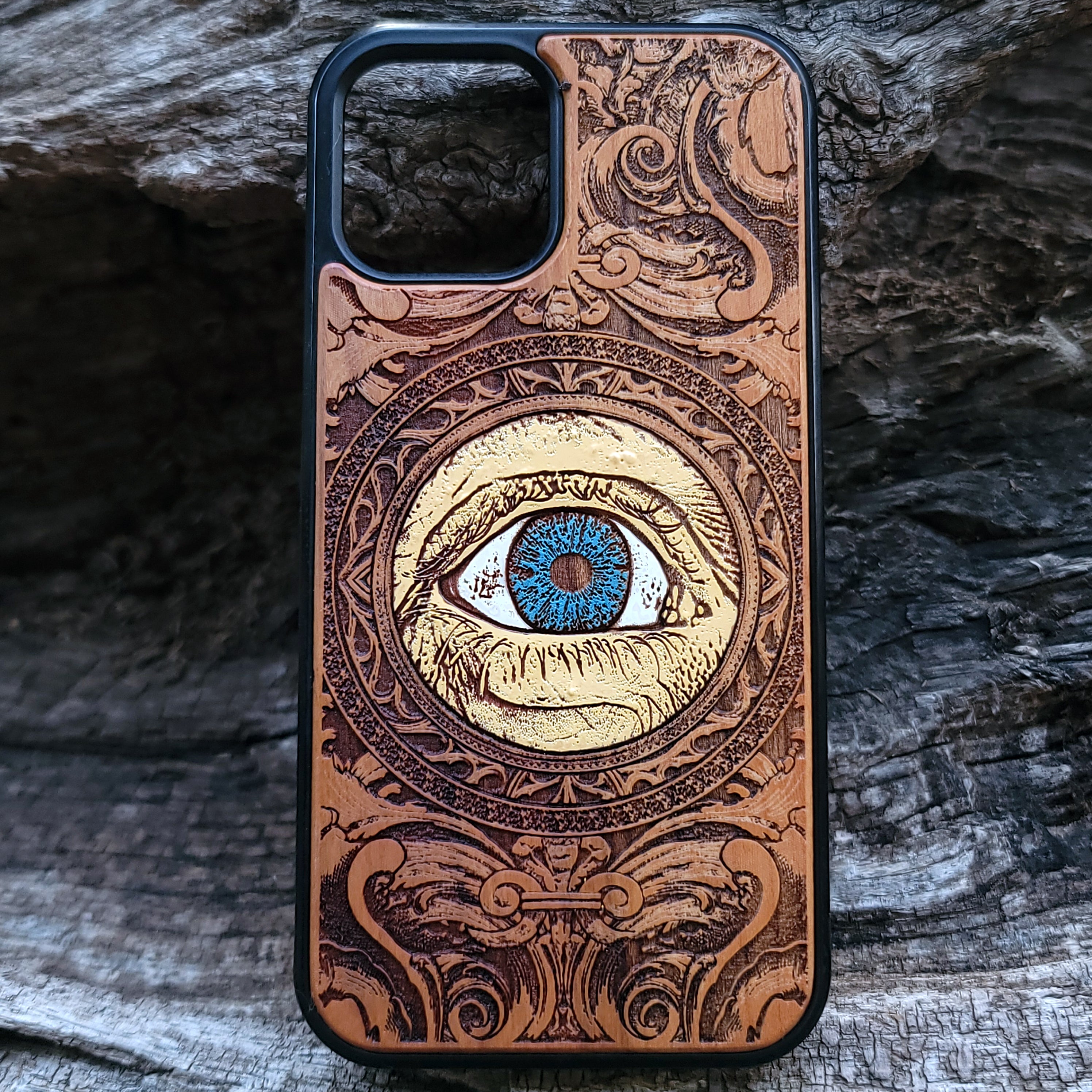Human Eye Wood Phone Case Hand Painted