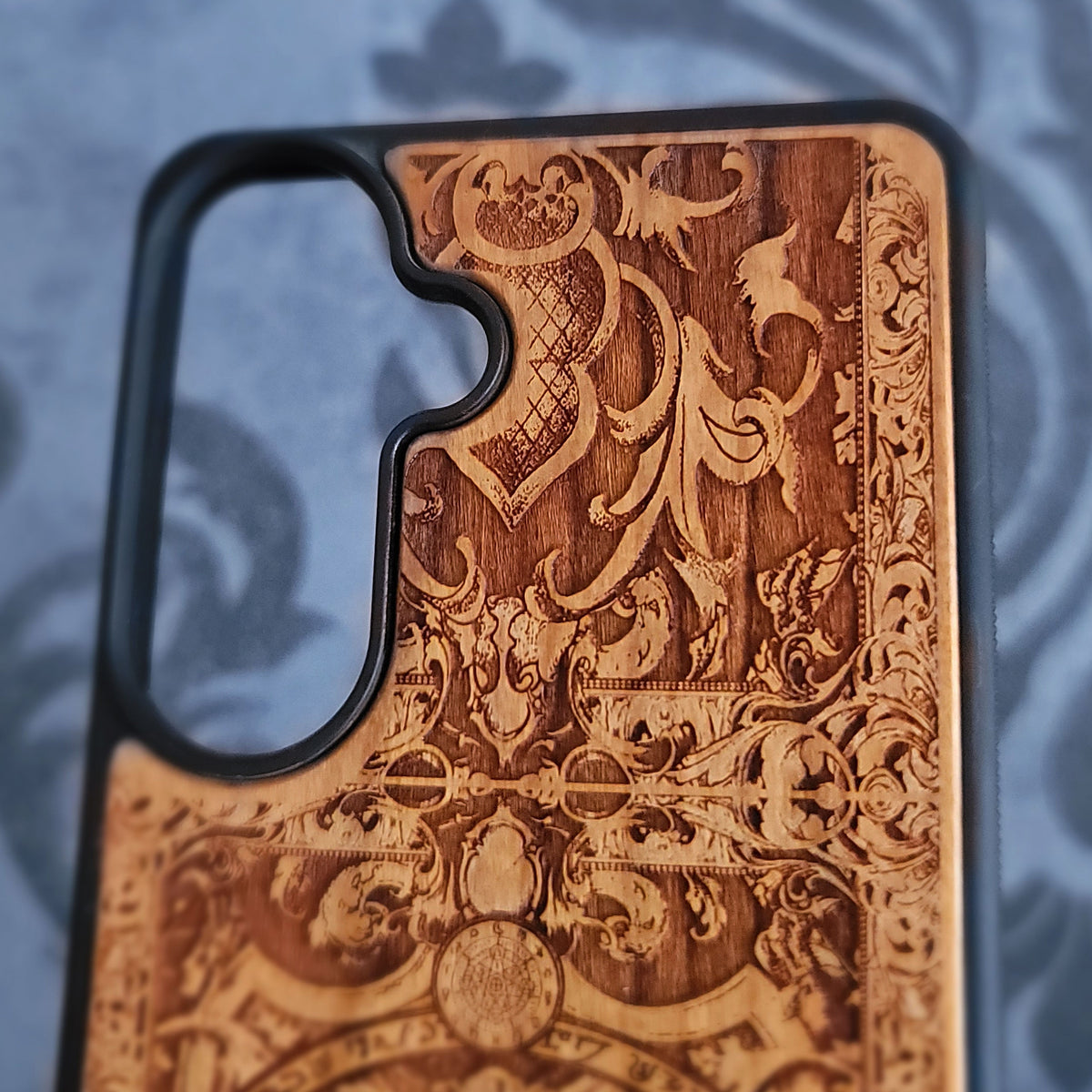 Baphomet Wooden Phone Case – Gothic Hand Painted