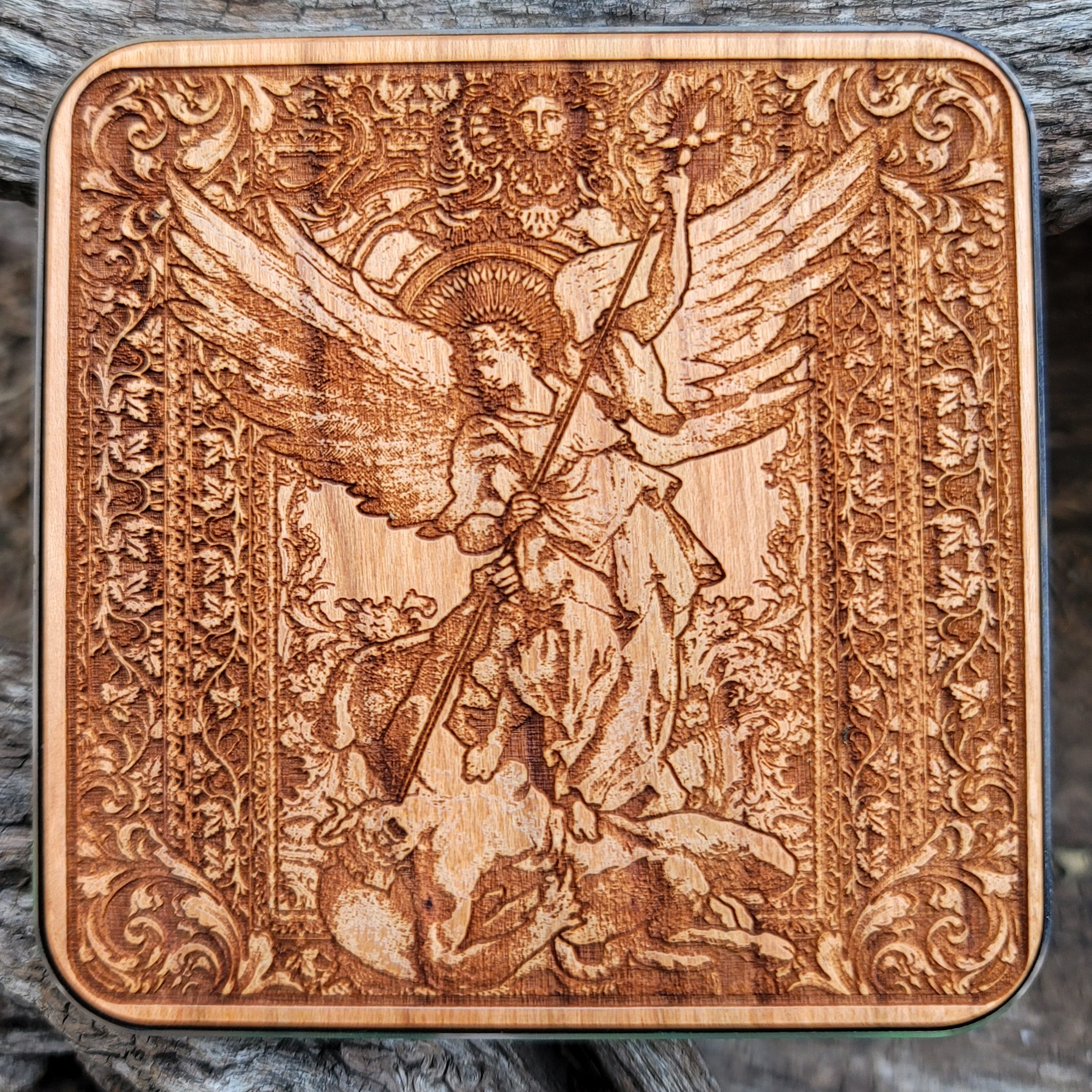 St Michael the Archangel Wood Wireless Charger