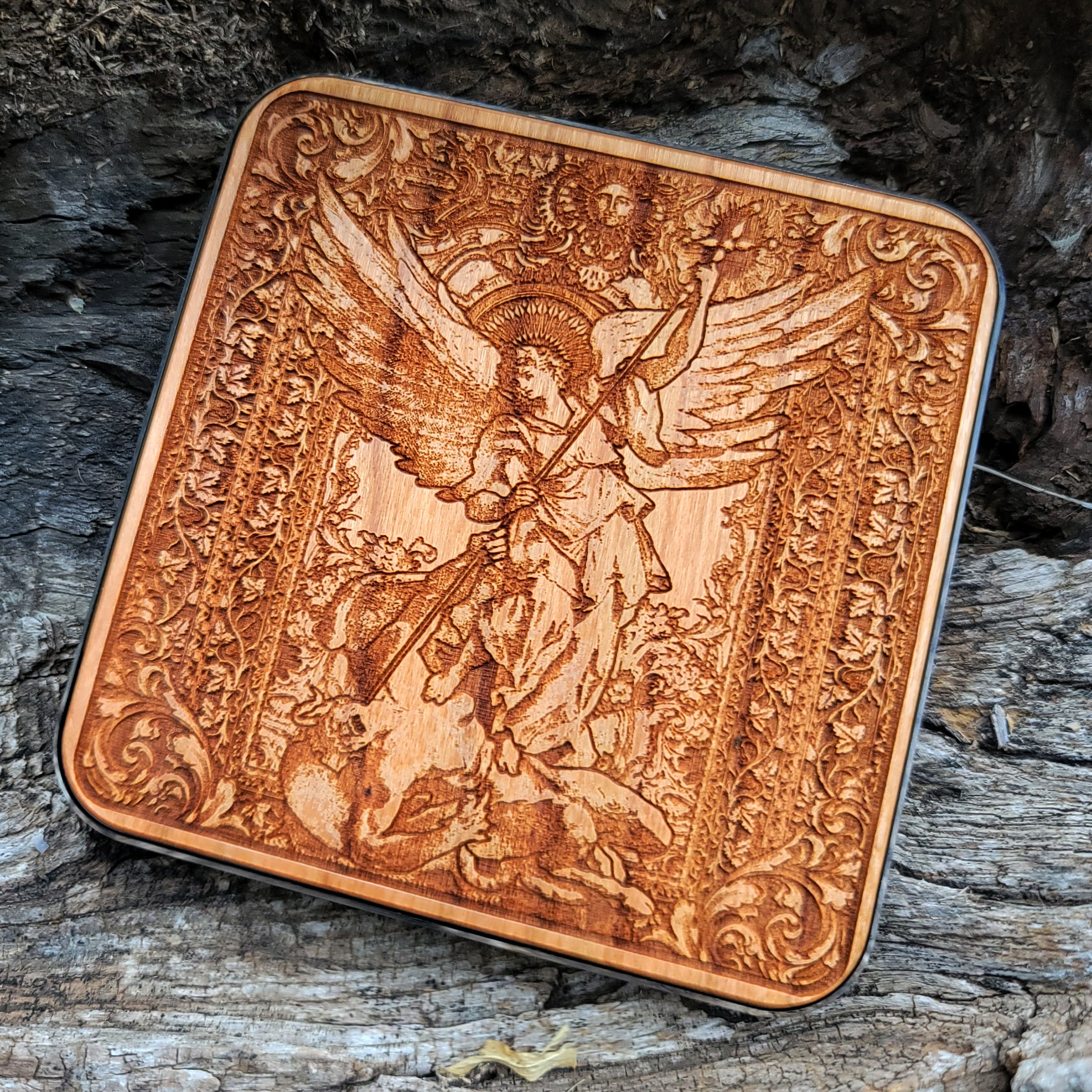 St Michael the Archangel Wood Wireless Charger