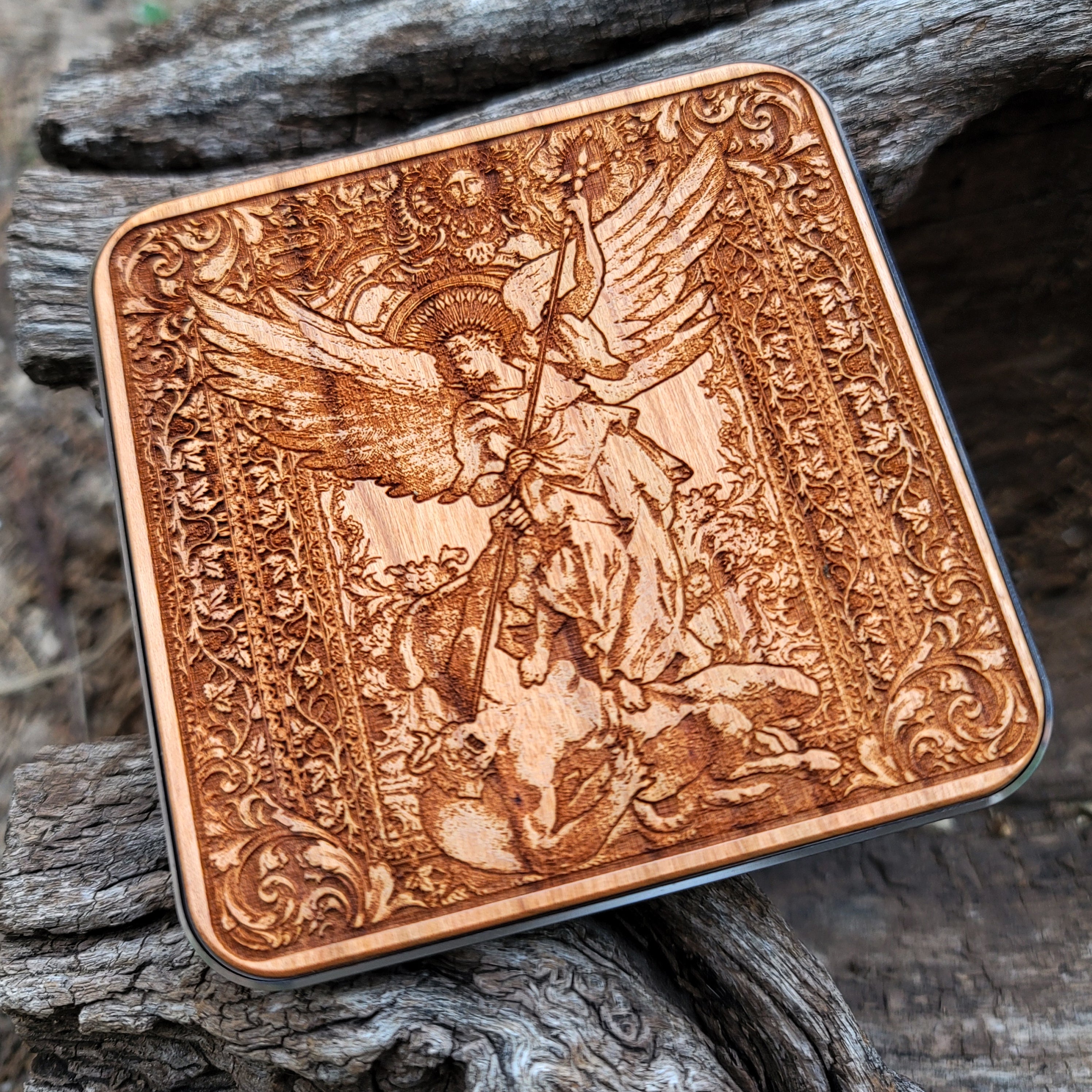 St Michael the Archangel Wood Wireless Charger