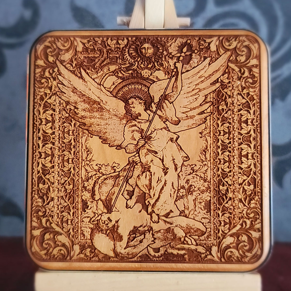 St Michael the Archangel Wood Wireless Charger