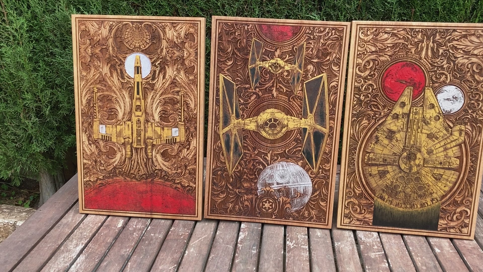 Intergalactic Spaceships II Star Wars - Triptych Golden edition