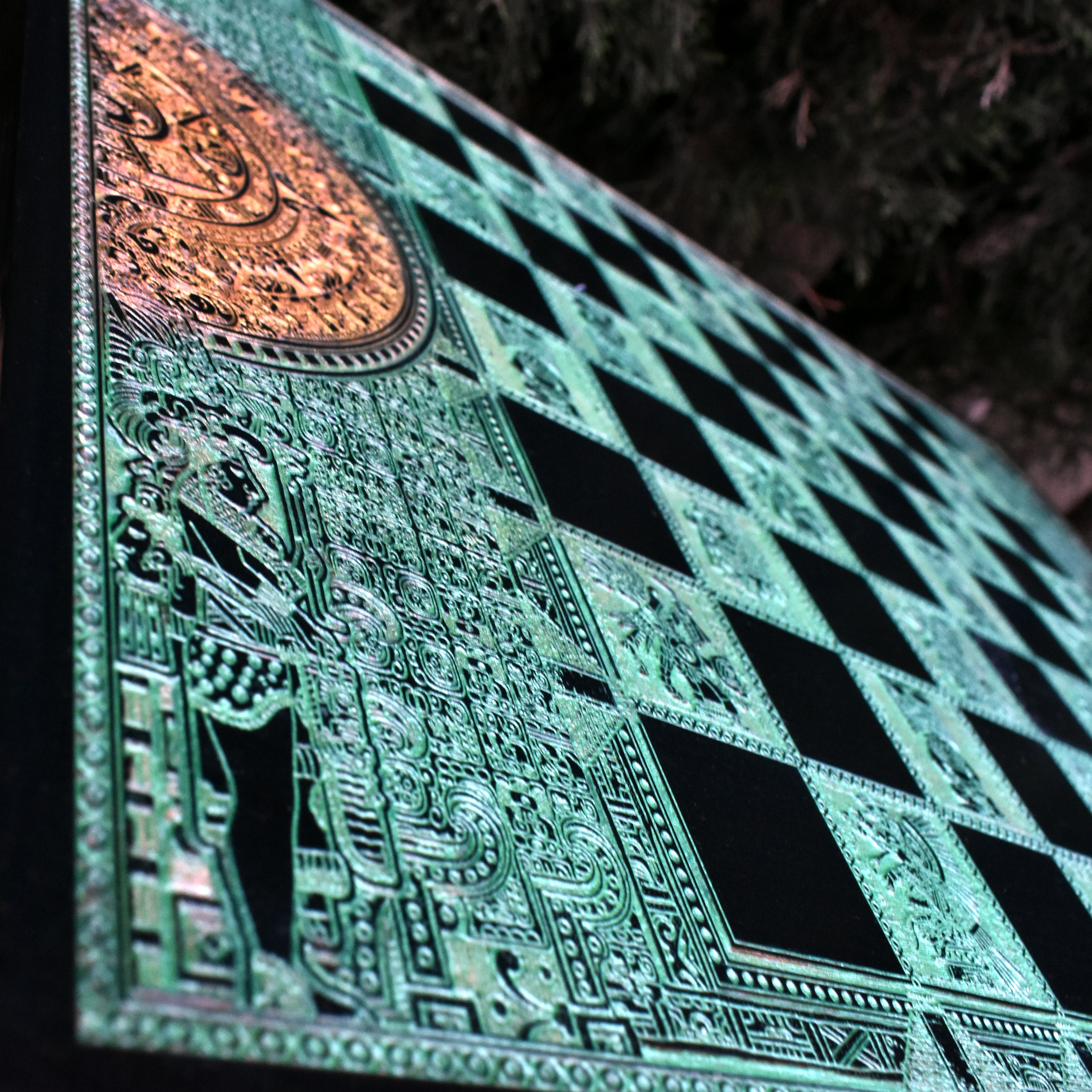 Aztec Chess Board - Black & Green - A3 Large Size