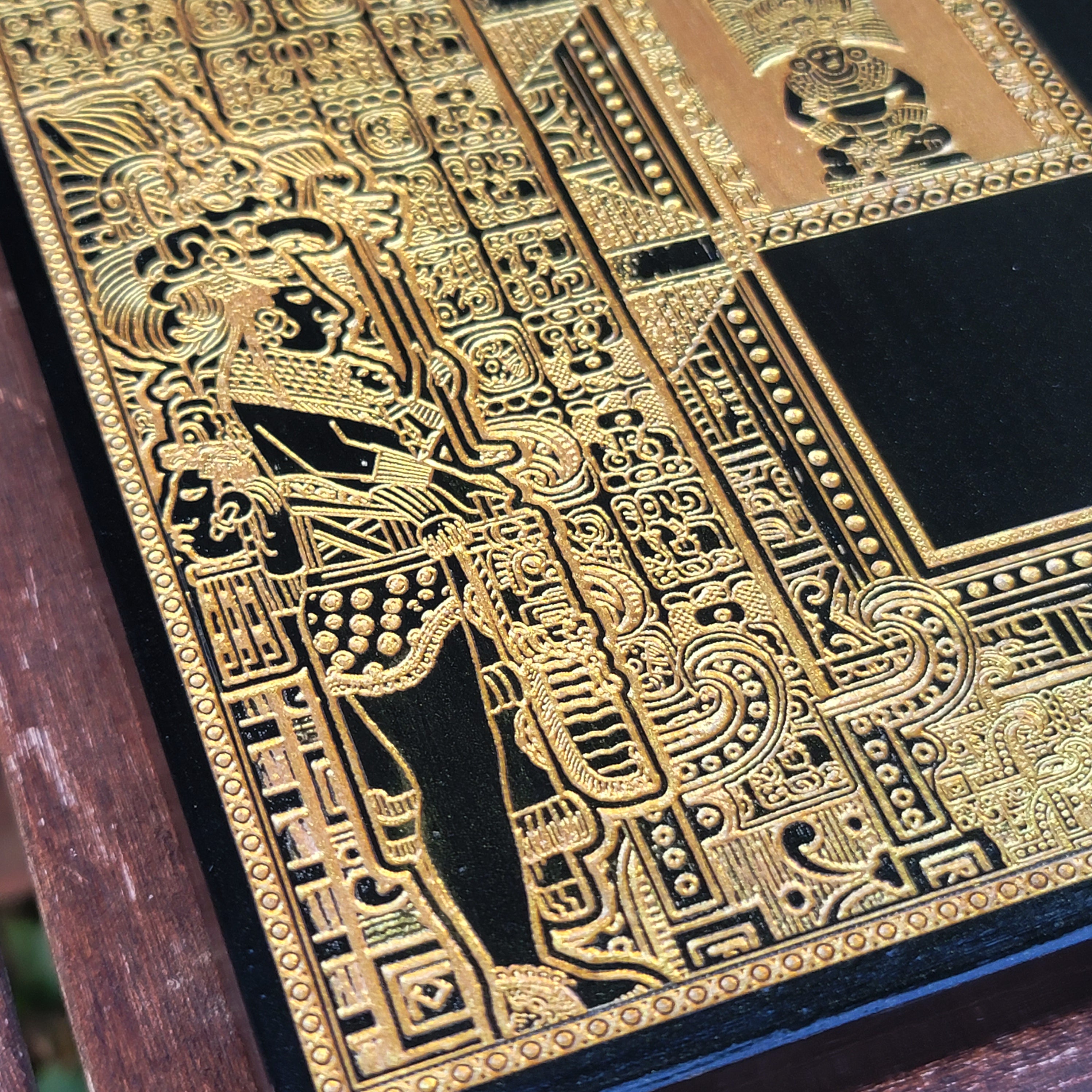 Aztec Chess Board - Black & Gold - Tournament Size