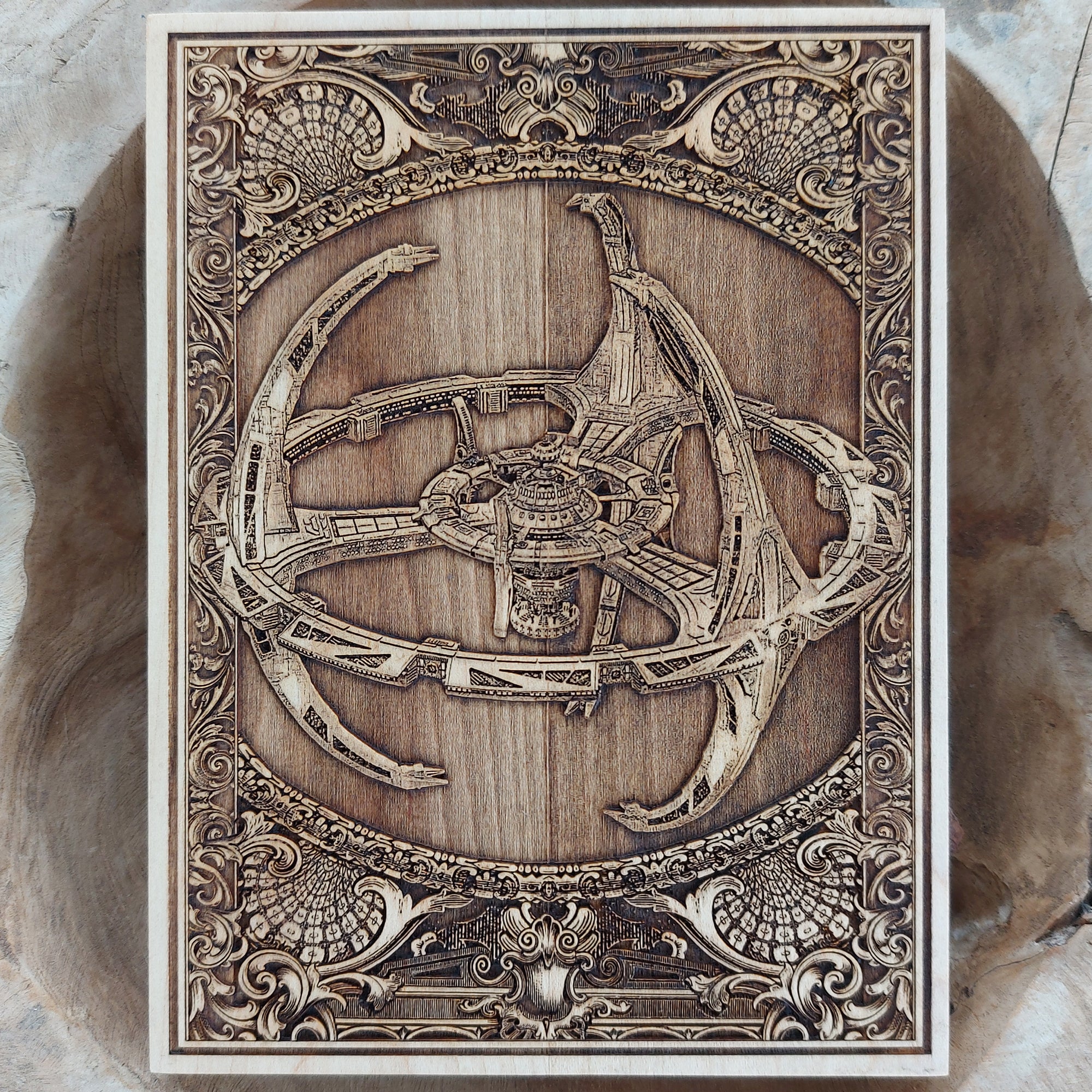 Handmade Starship Enterprise wood wall art - perfect for sci-fi fans