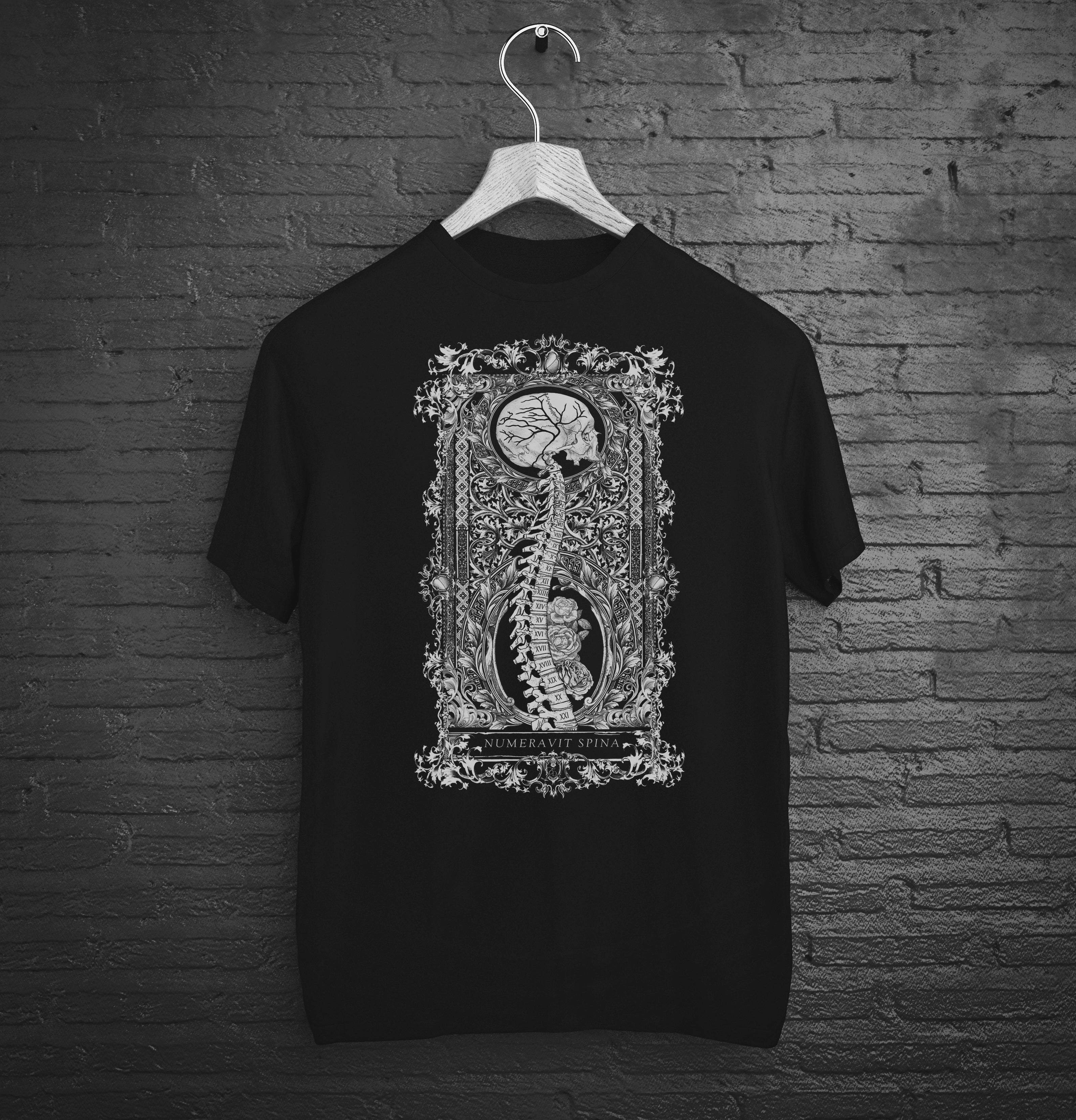 black and white goth graphic tees