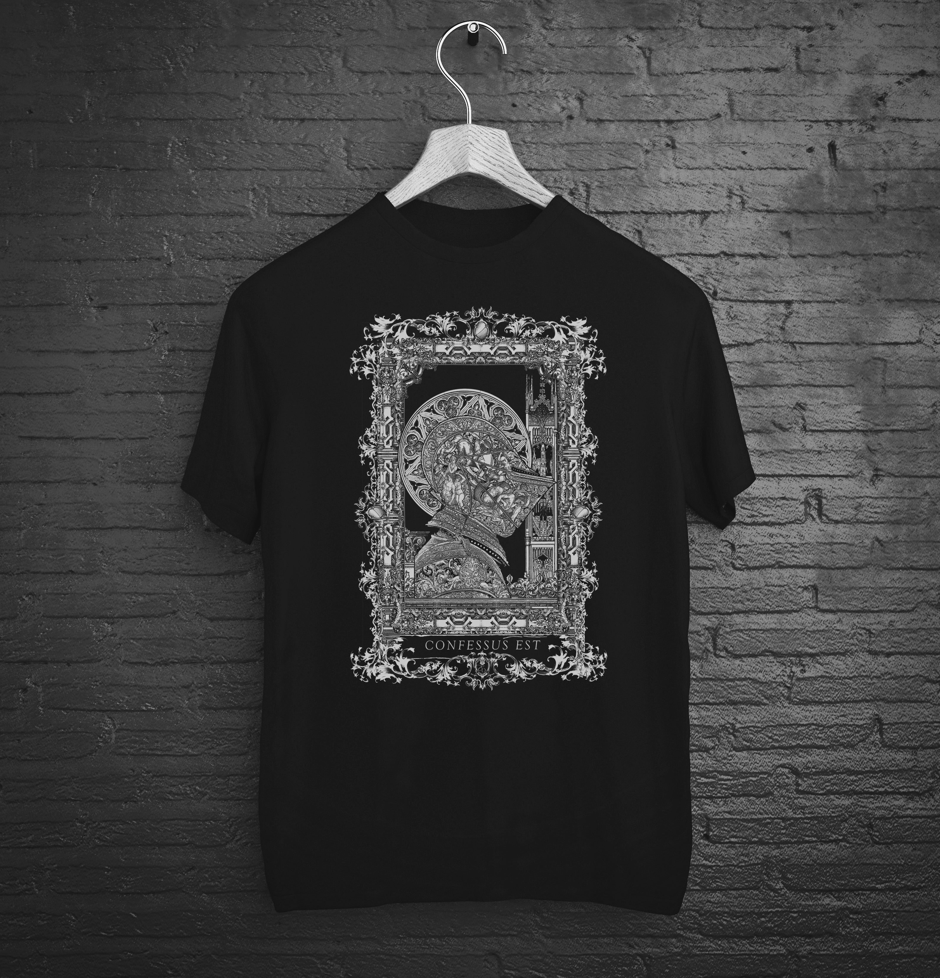 armor helmet black tee