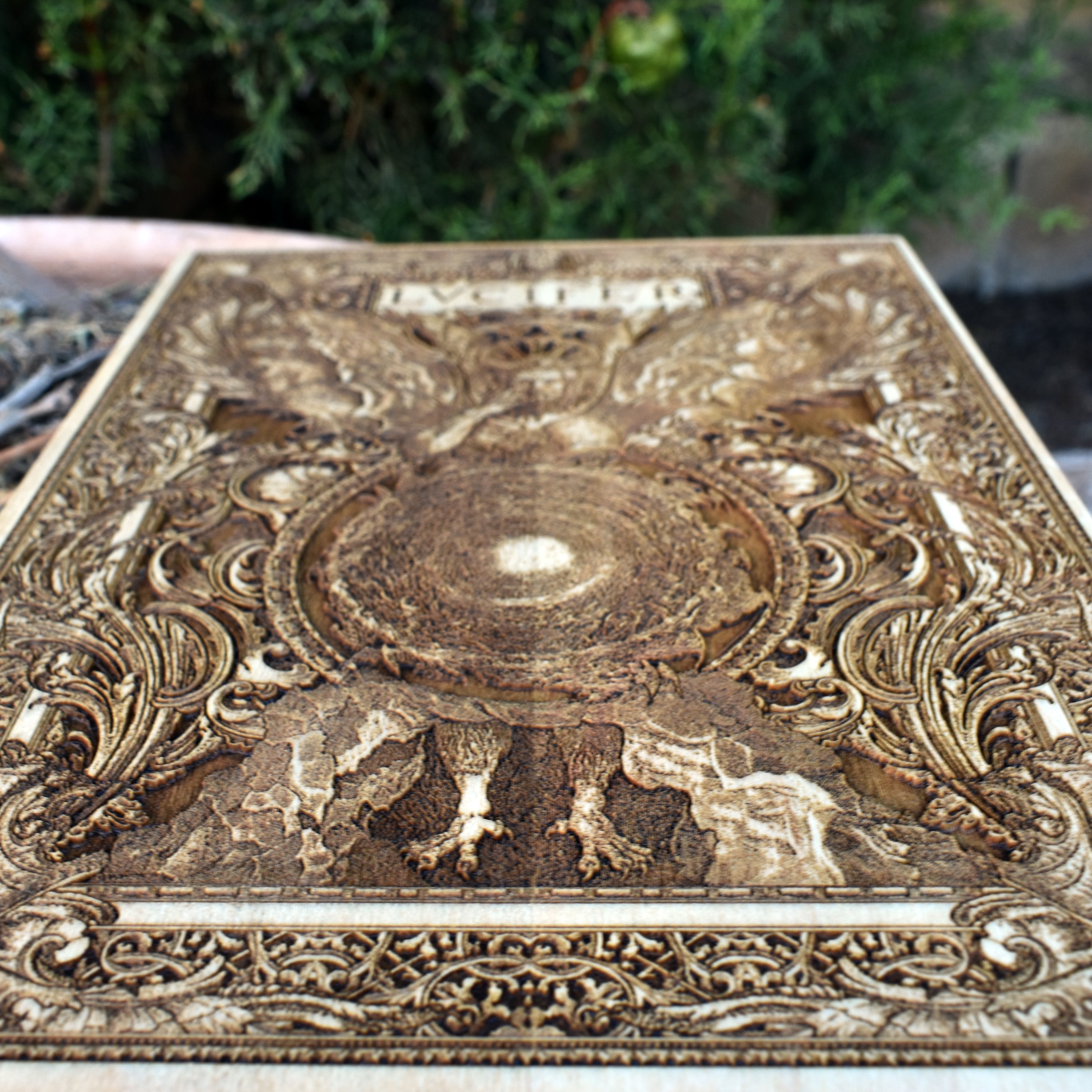 Occult-inspired devil artwork – handcrafted wooden gothic wall decor.