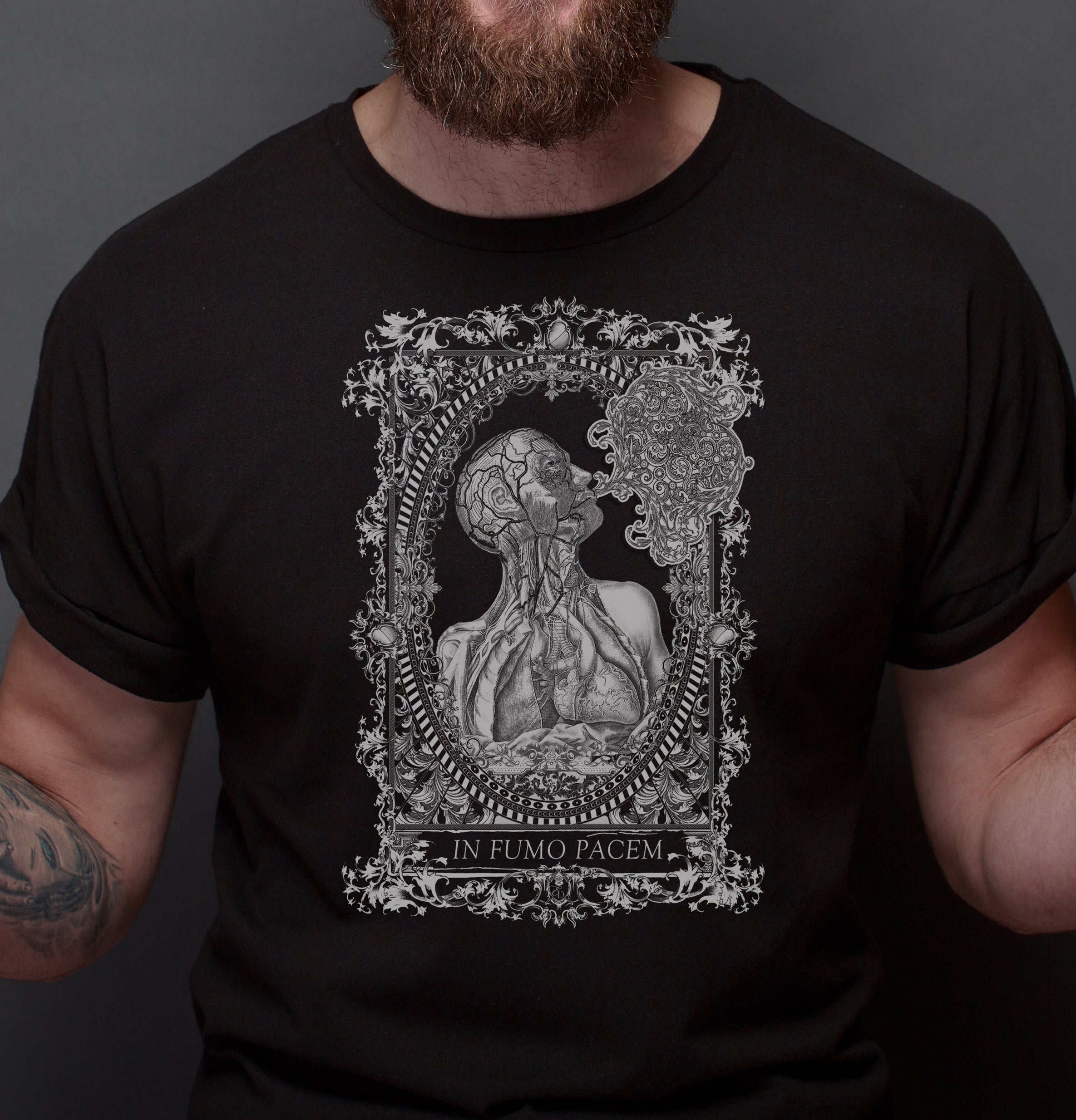 Human Anatomy Dark T Shirt, Goth Clothing, Artwork "Anatomical Body"