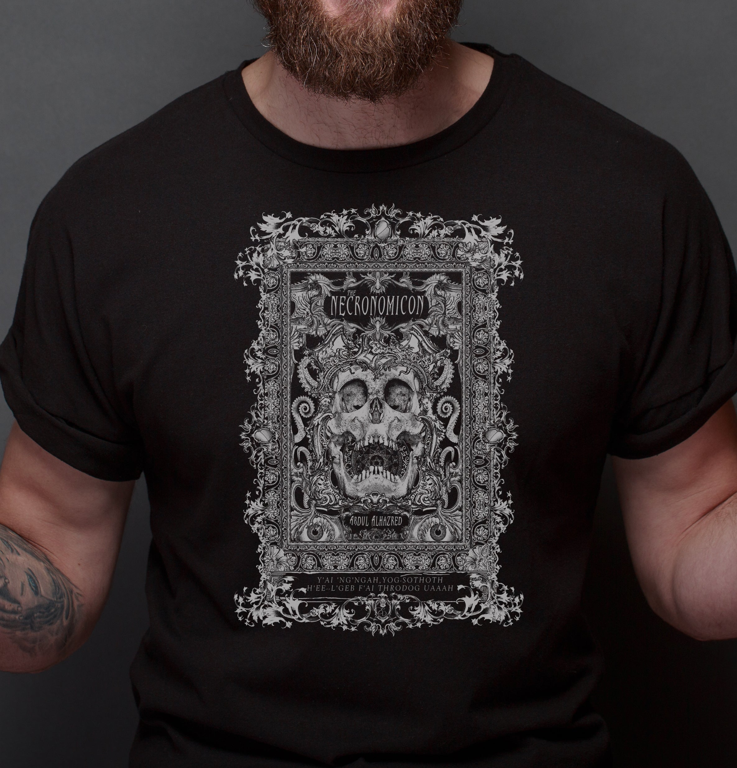 Lovecraft Graphic T Shirt, Goth Clothing "Necronomicon"