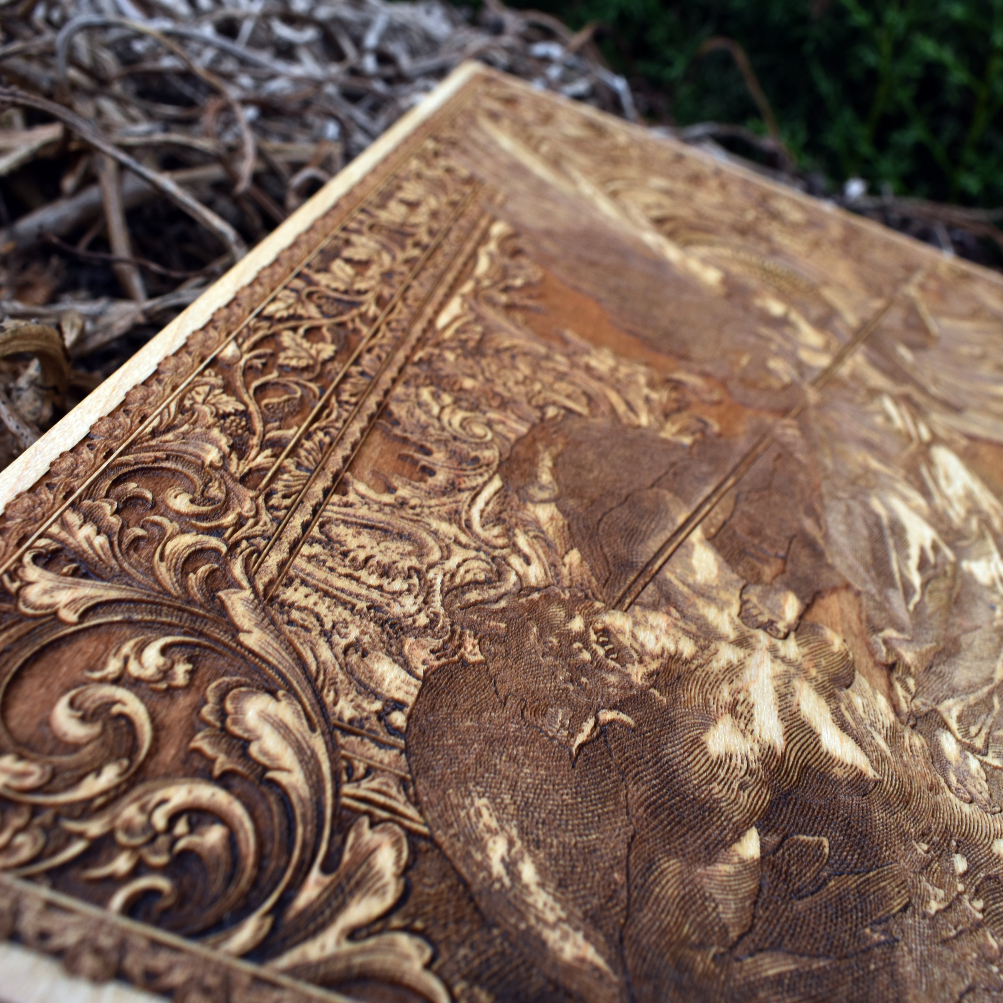 Saint Michael artwork on wood - unique religious home blessing decor.