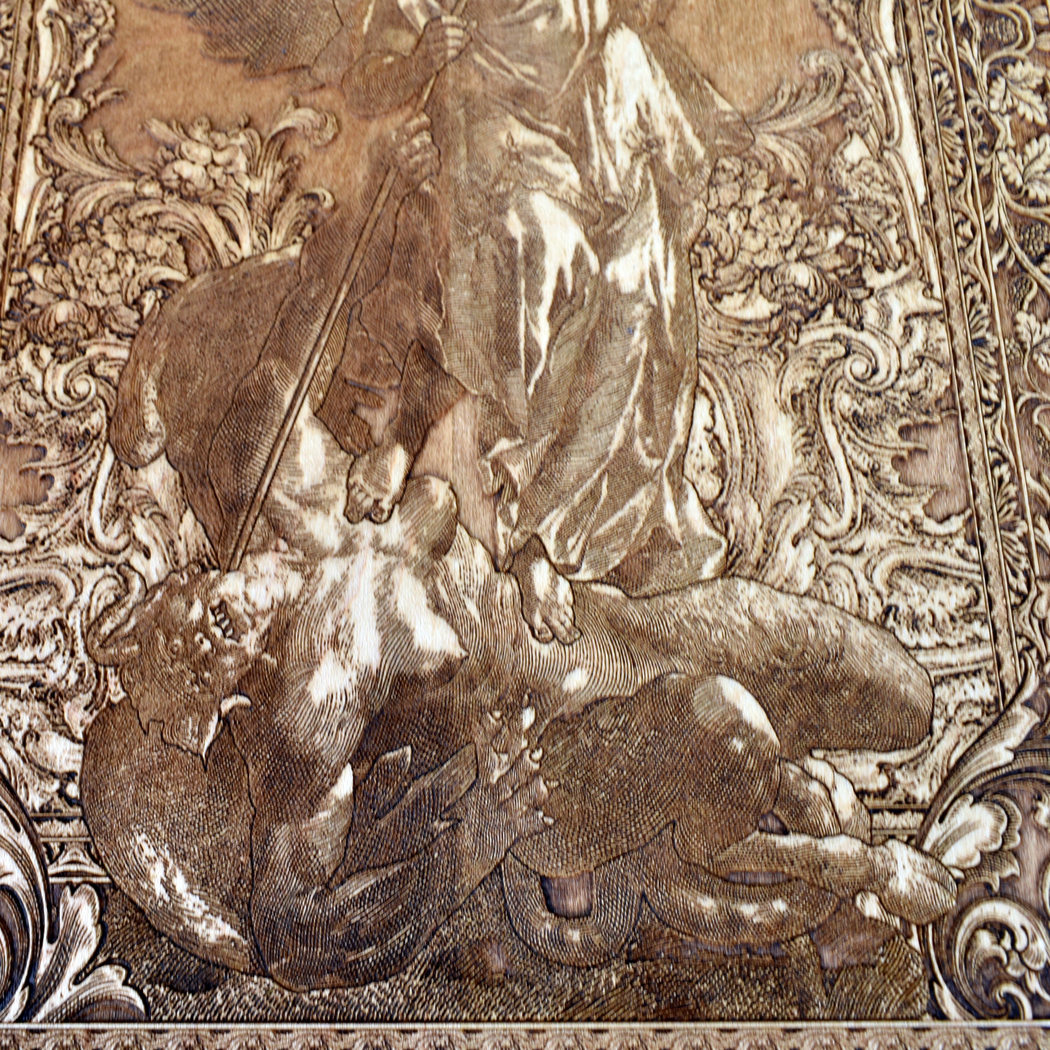 Christian gift - handcrafted wooden Saint Michael Archangel wall decor.