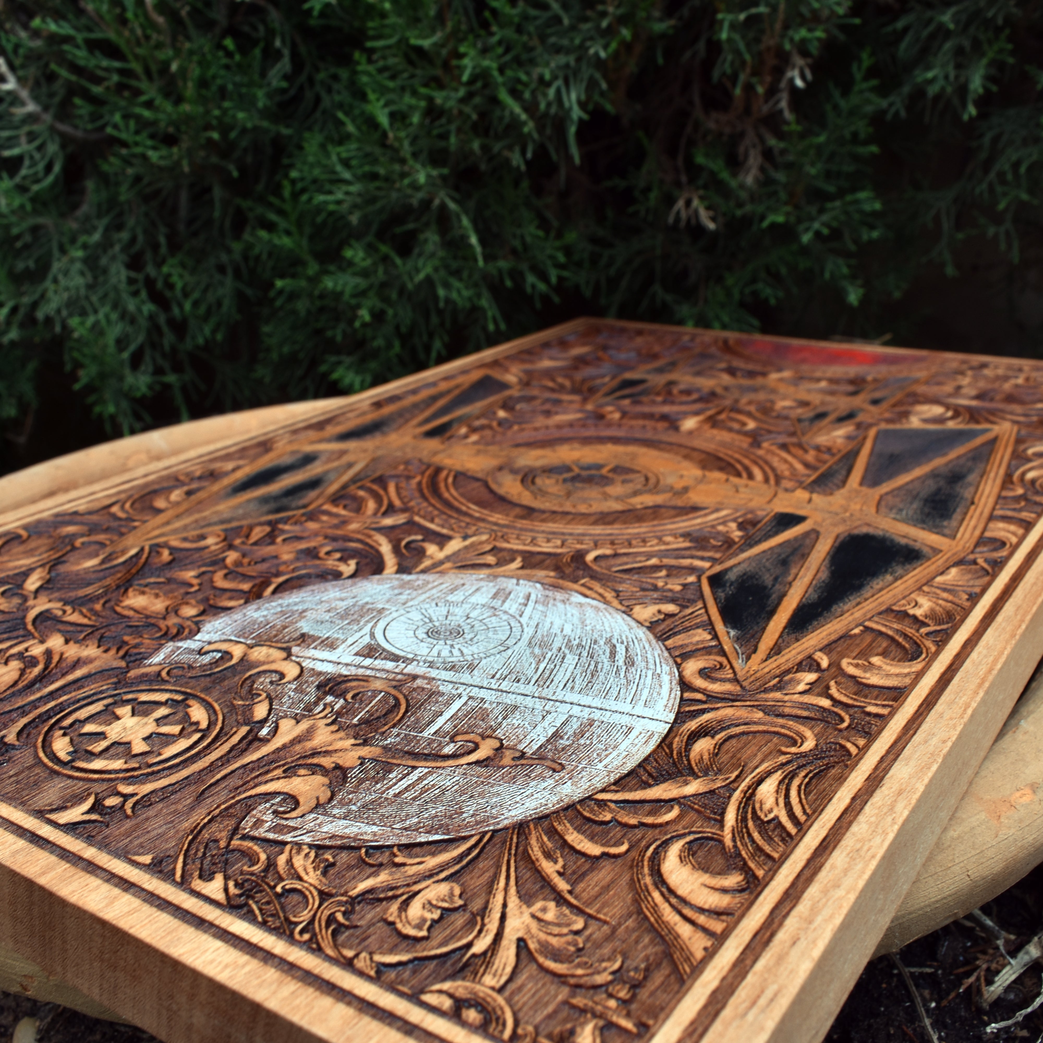 Intergalactic Ship XI Star Wars  - Large Cedar Wood - Hand Painted