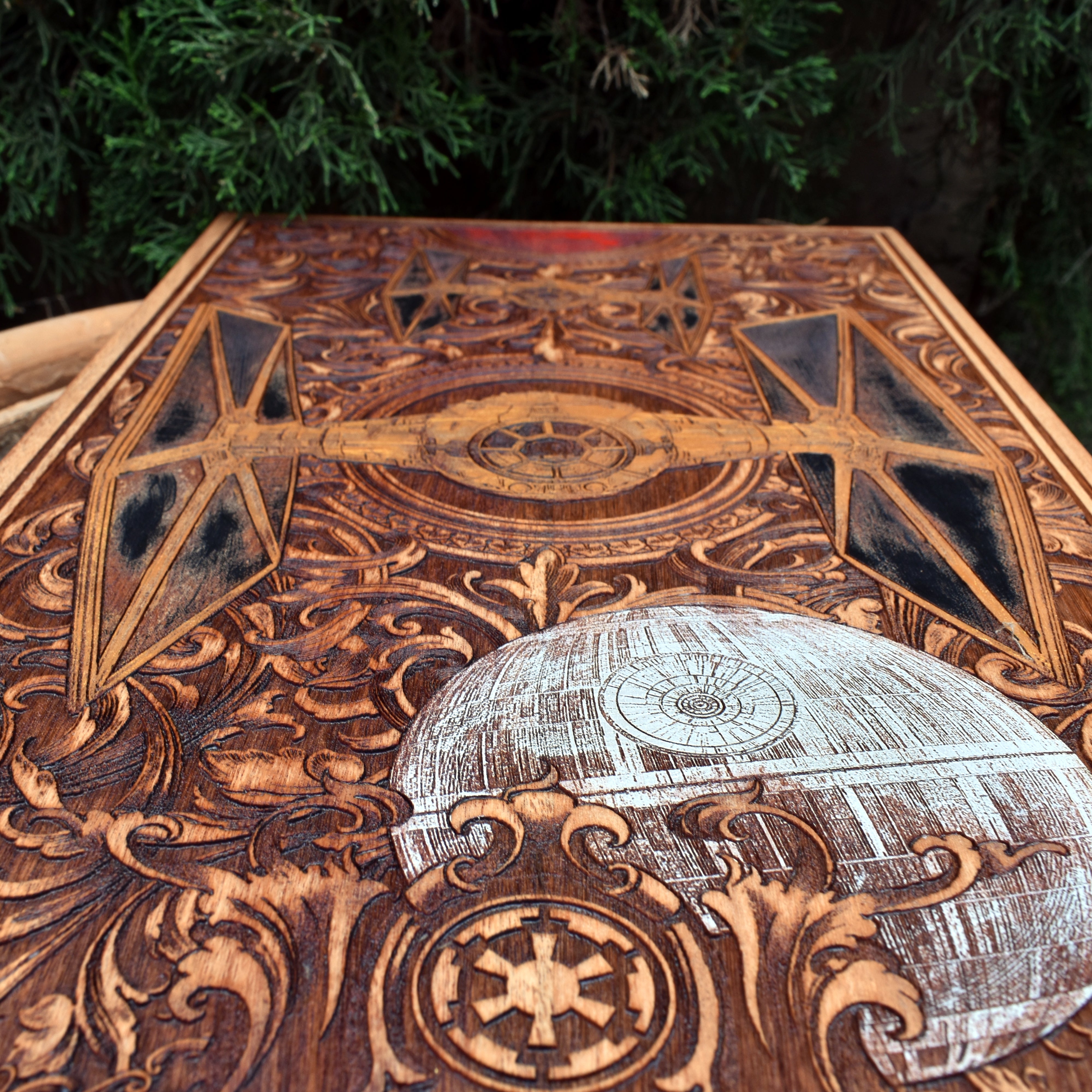 Intergalactic Ship XI Star Wars  - Large Cedar Wood - Hand Painted