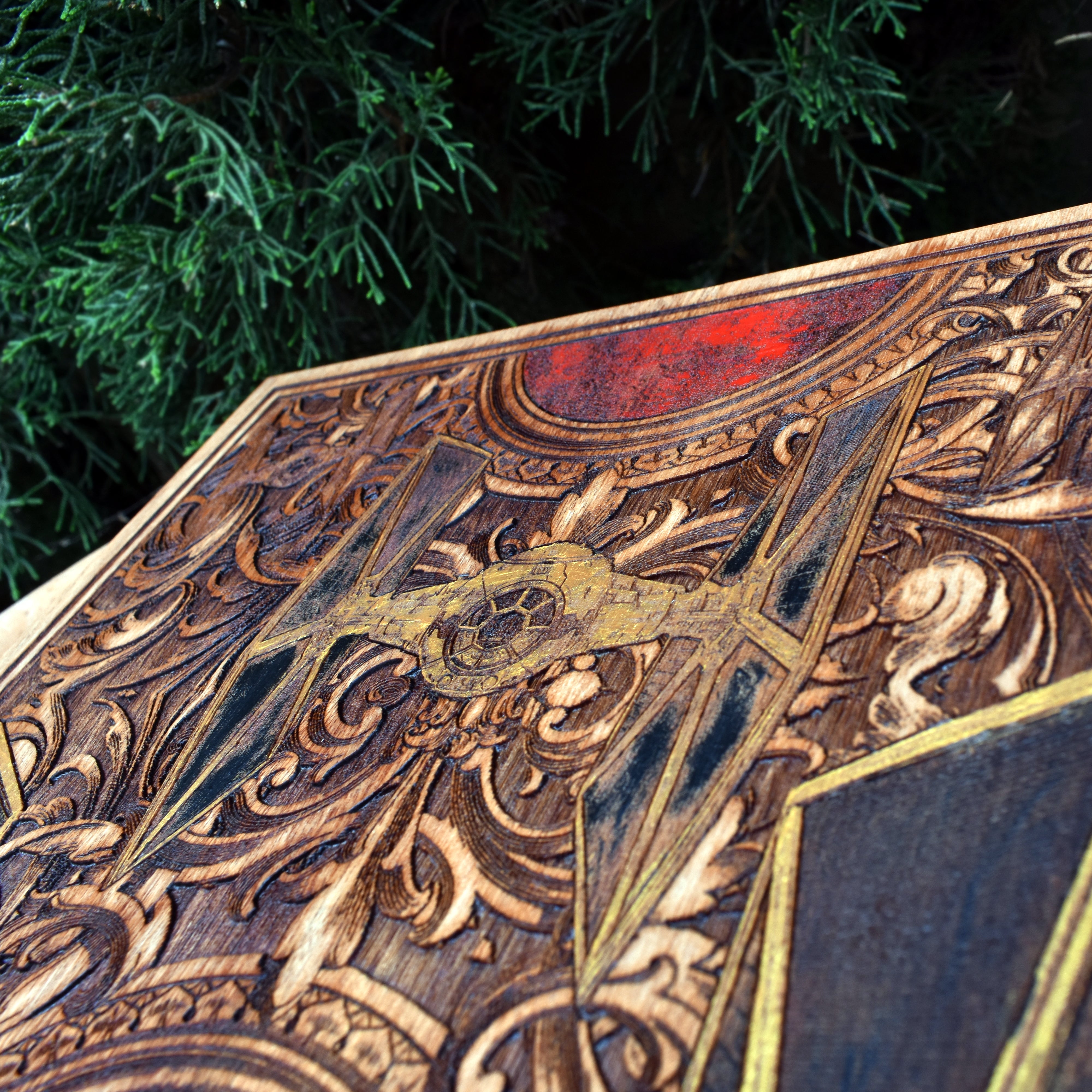 Intergalactic Ship XI Star Wars  - Large Cedar Wood - Hand Painted