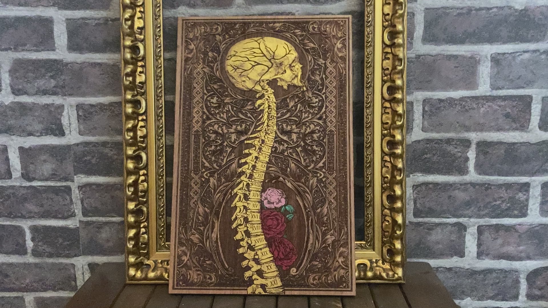 Spine with Roses Gold - Large Cedar wood limited Edition